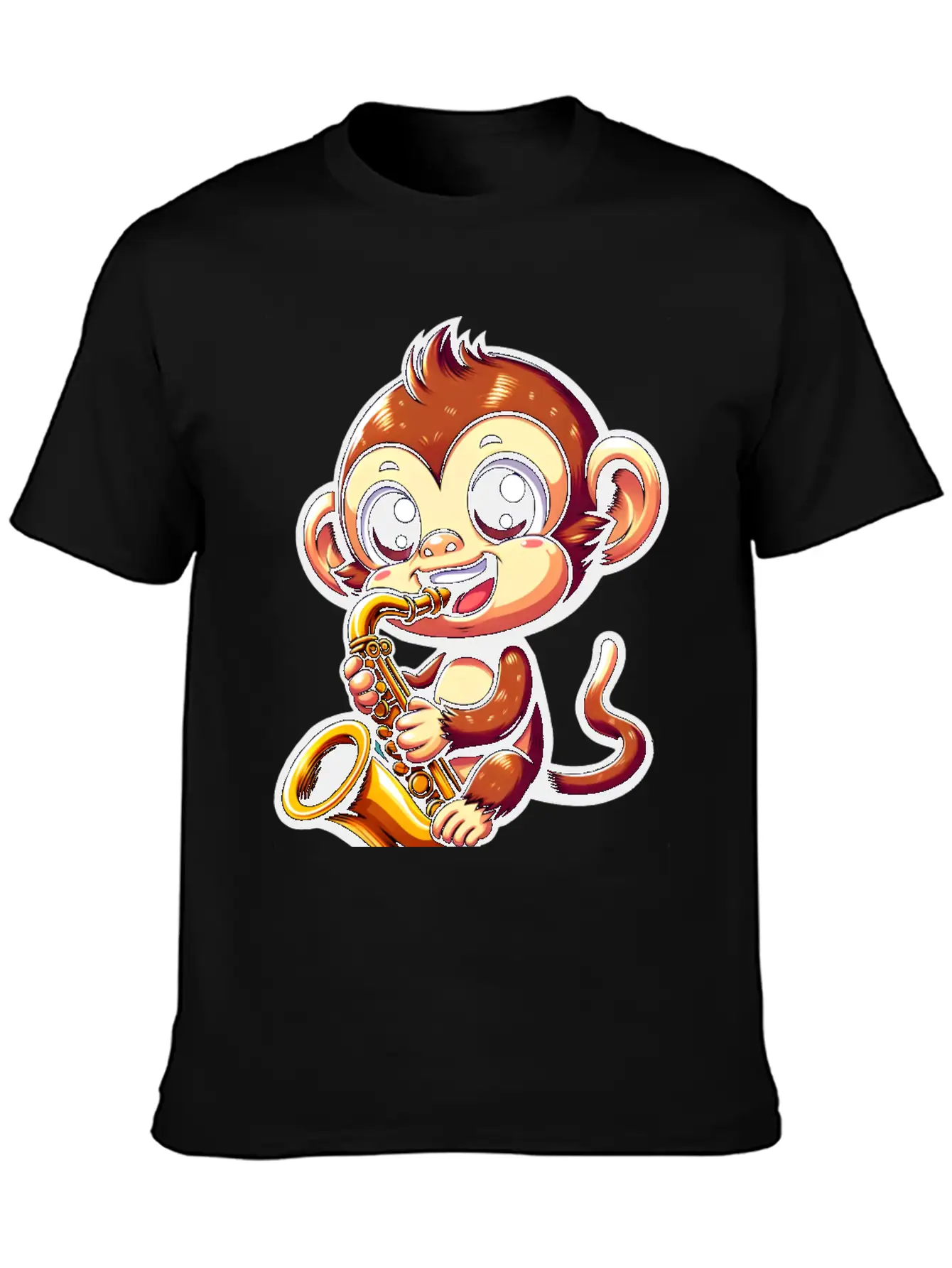 Monkey Saxophone Jazz Music Musician Timeless Short Sleeve Tee – Comfy And Minimalist Design