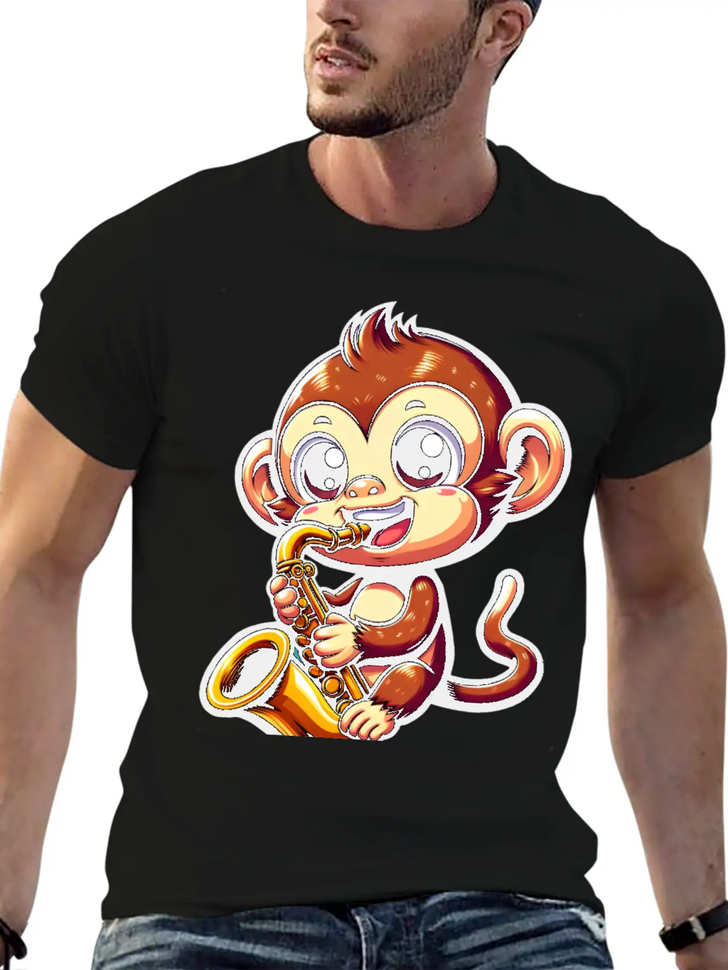 Monkey Saxophone Jazz Music Musician Timeless Short Sleeve Tee – Comfy And Minimalist Design
