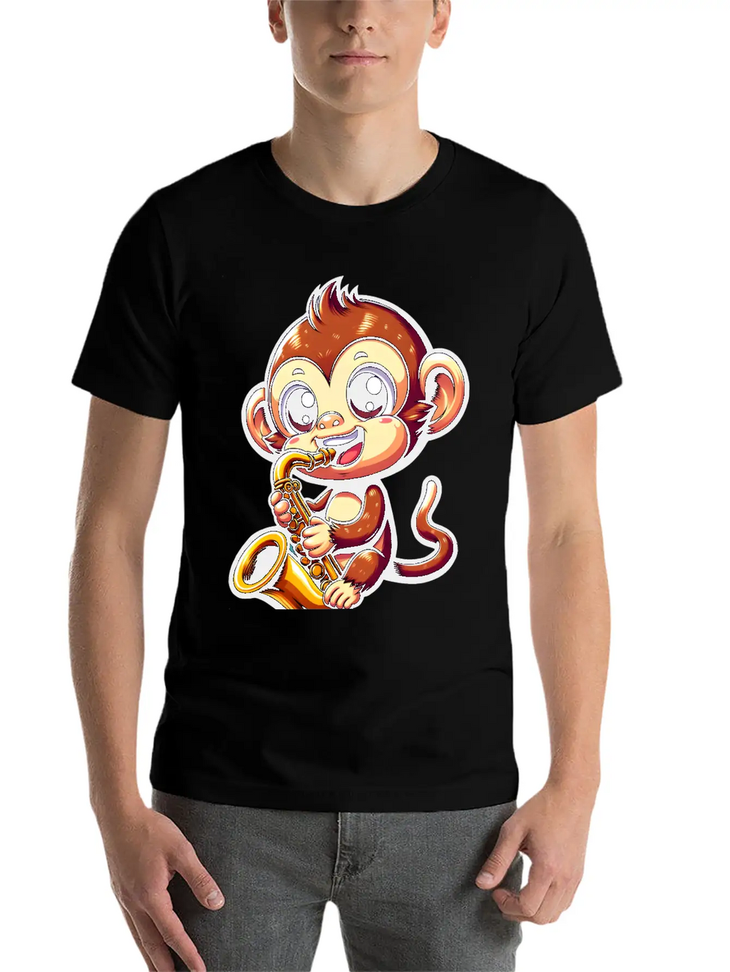 Monkey Saxophone Jazz Music Musician Timeless Short Sleeve Tee – Comfy And Minimalist Design