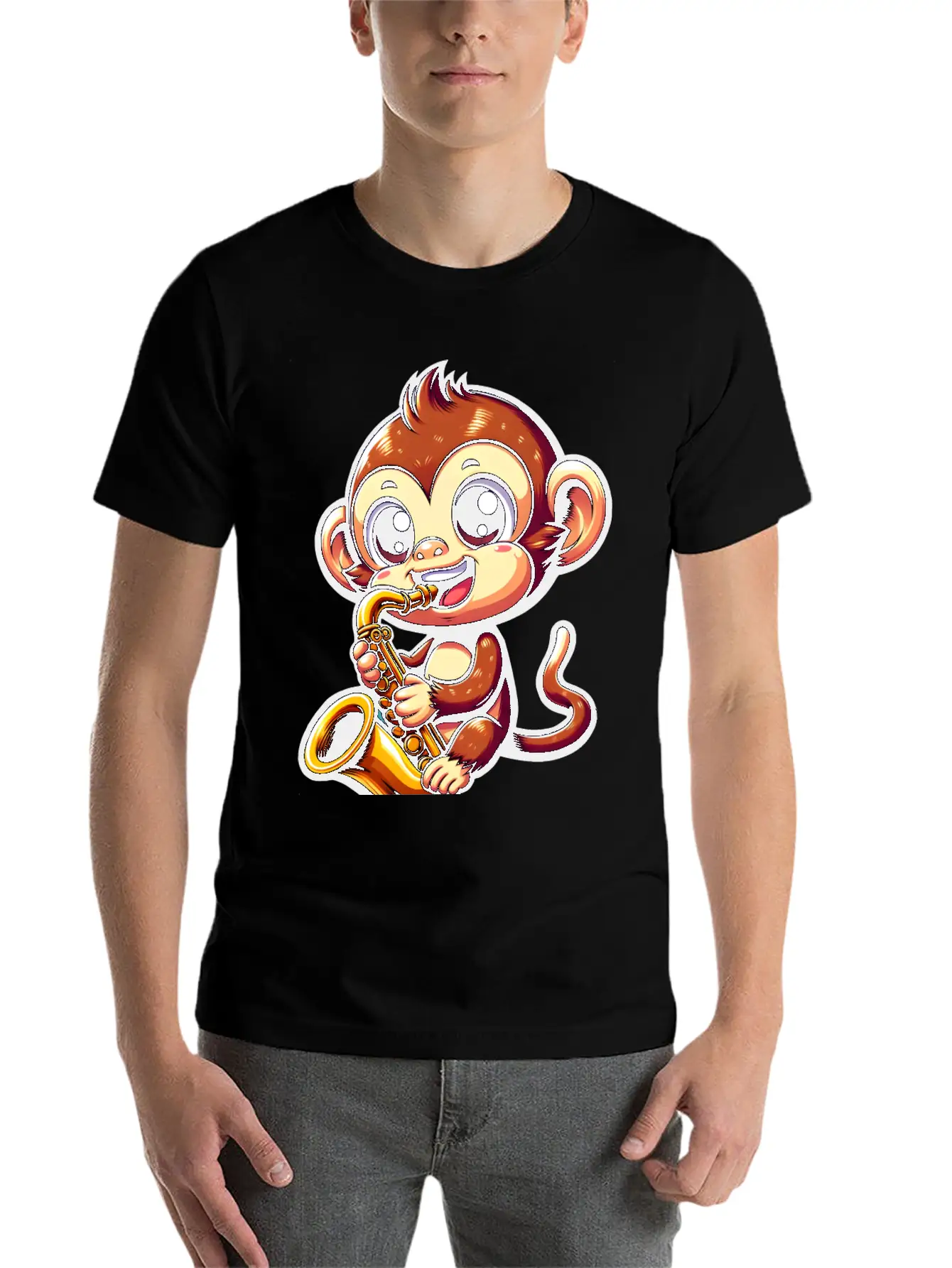 Monkey Saxophone Jazz Music Musician Timeless Short Sleeve Tee – Comfy And Minimalist Design