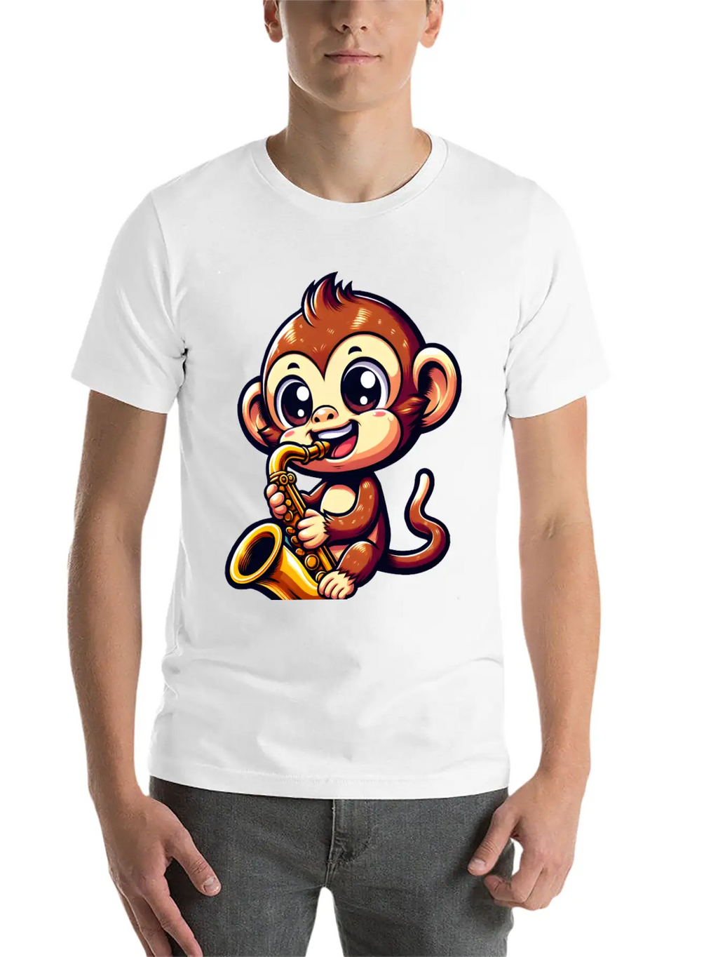 Monkey Saxophone Jazz Music Musician Timeless Short Sleeve Tee – Comfy And Minimalist Design