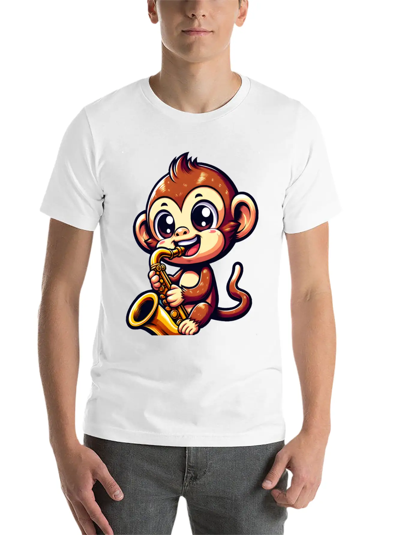 Monkey Saxophone Jazz Music Musician Timeless Short Sleeve Tee – Comfy And Minimalist Design