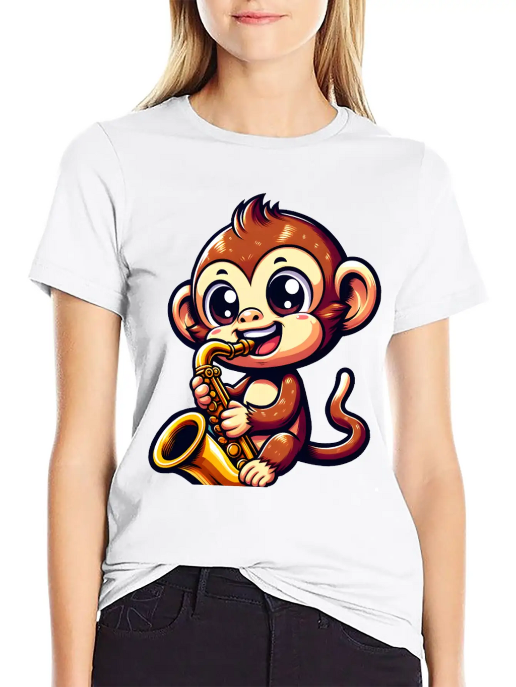 Monkey Saxophone Jazz Music Musician Timeless Short Sleeve Tee – Comfy And Minimalist Design
