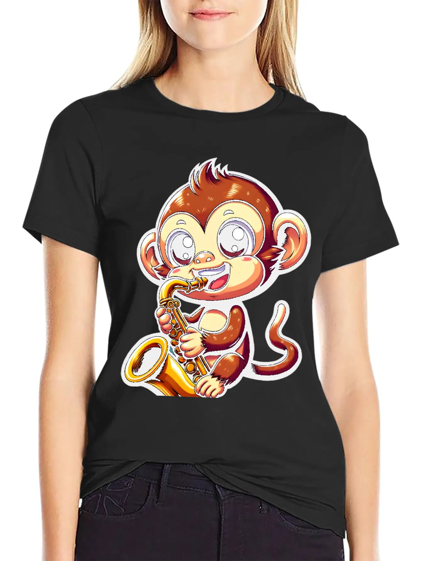 Monkey Saxophone Jazz Music Musician Timeless Short Sleeve Tee – Comfy And Minimalist Design