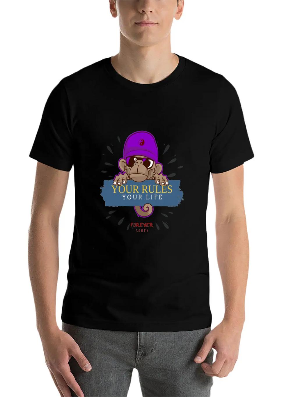 Monkey Skater Breathable Soft Cotton T-Shirt – Timeless Casual Look