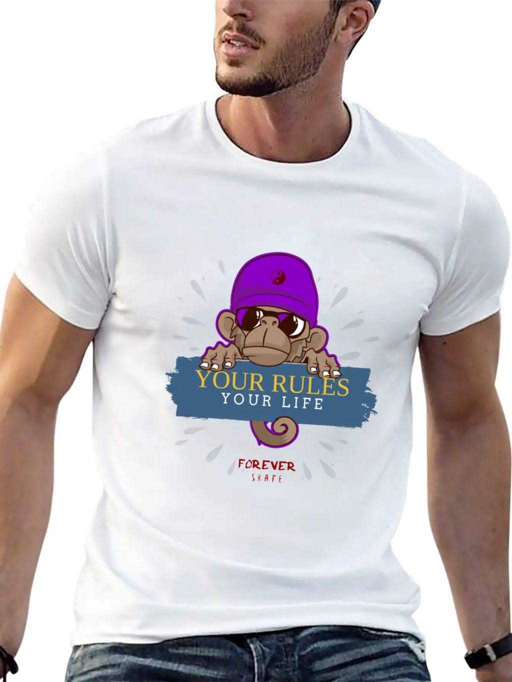 Monkey Skater Breathable Soft Cotton T-Shirt – Timeless Casual Look