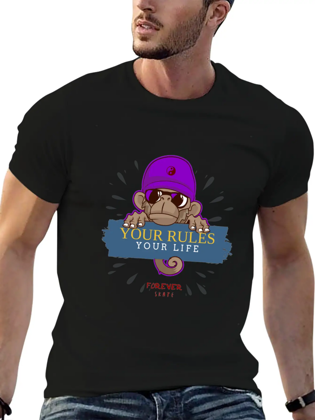 Monkey Skater Breathable Soft Cotton T-Shirt – Timeless Casual Look