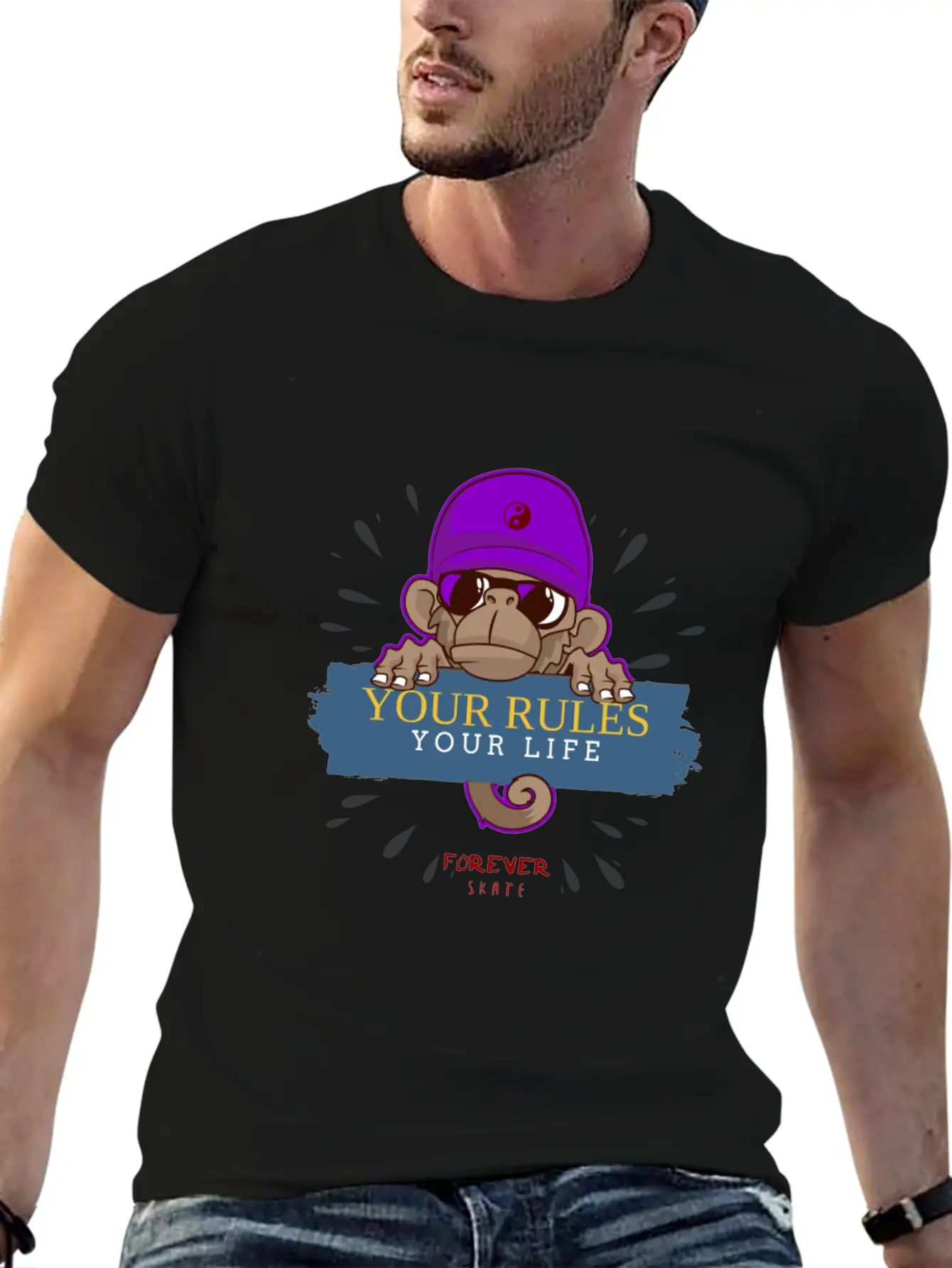 Monkey Skater Breathable Soft Cotton T-Shirt – Timeless Casual Look