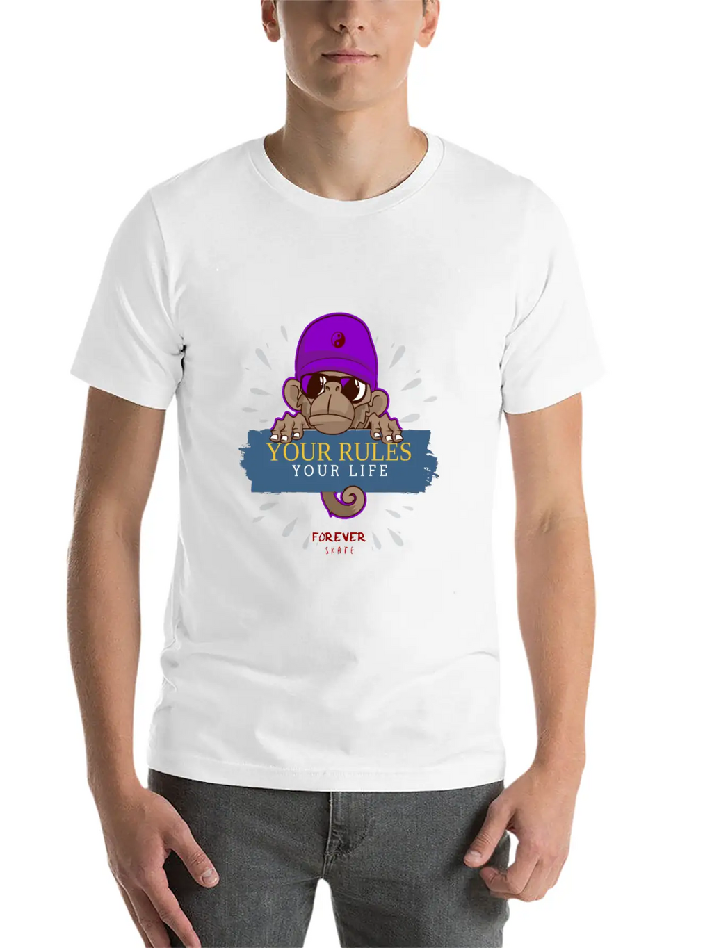 Monkey Skater Breathable Soft Cotton T-Shirt – Timeless Casual Look