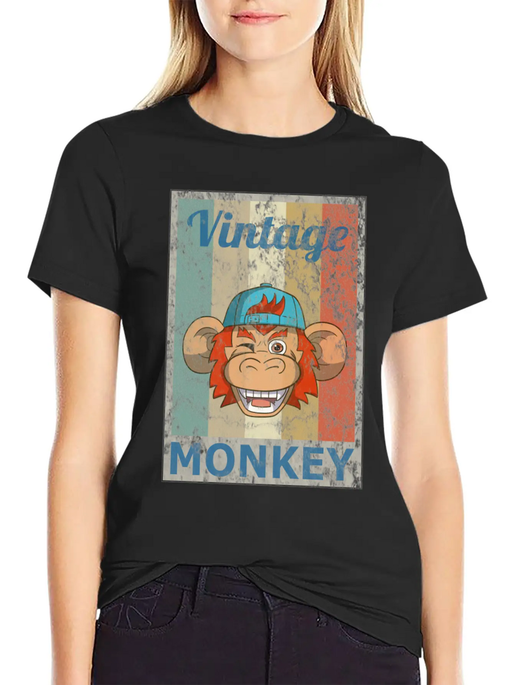 Monkey Vintage Retro Style Grunge Breathable Graphic T-Shirt – Perfect For Casual Days