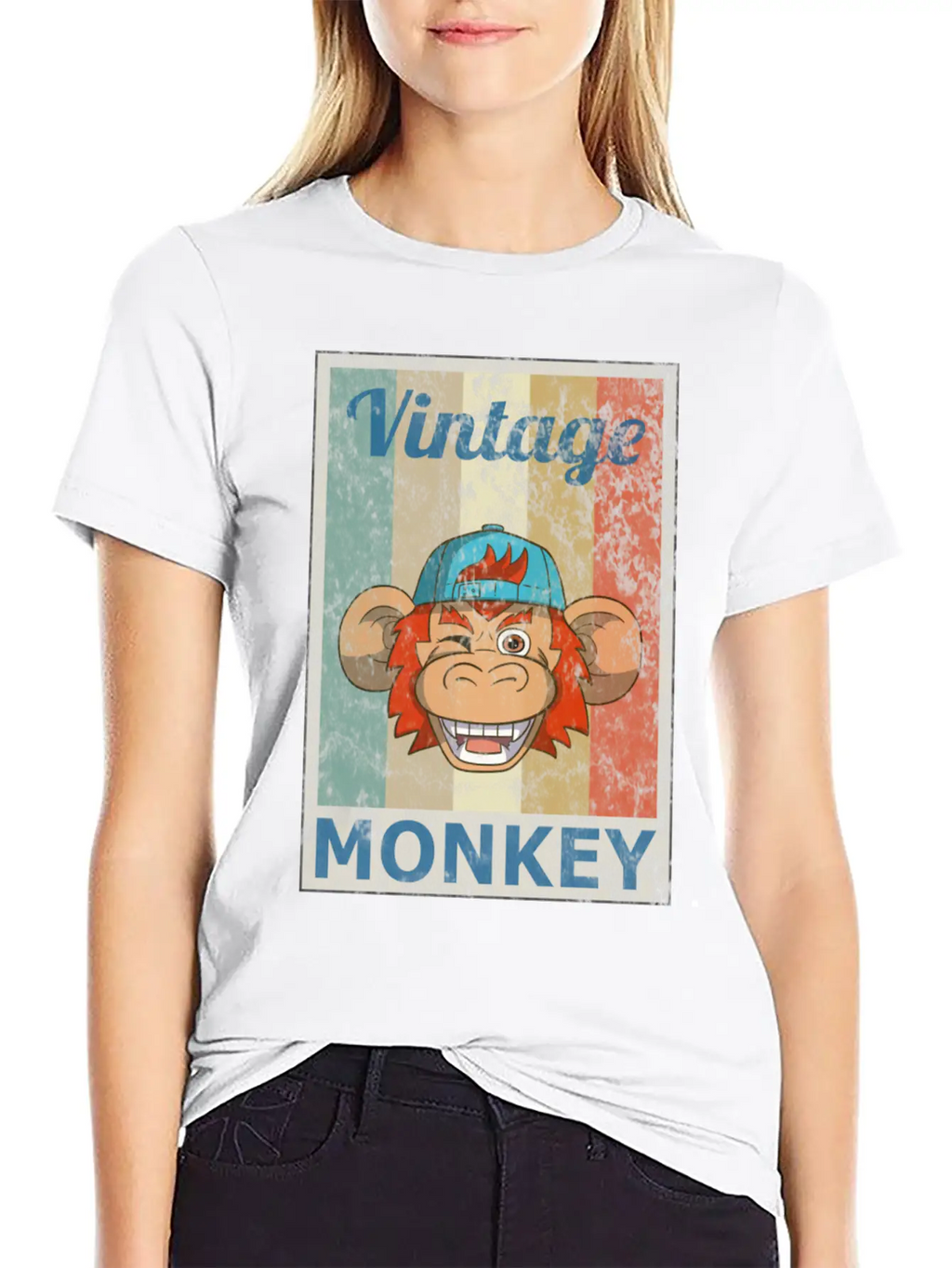 Monkey Vintage Retro Style Grunge Breathable Graphic T-Shirt – Perfect For Casual Days