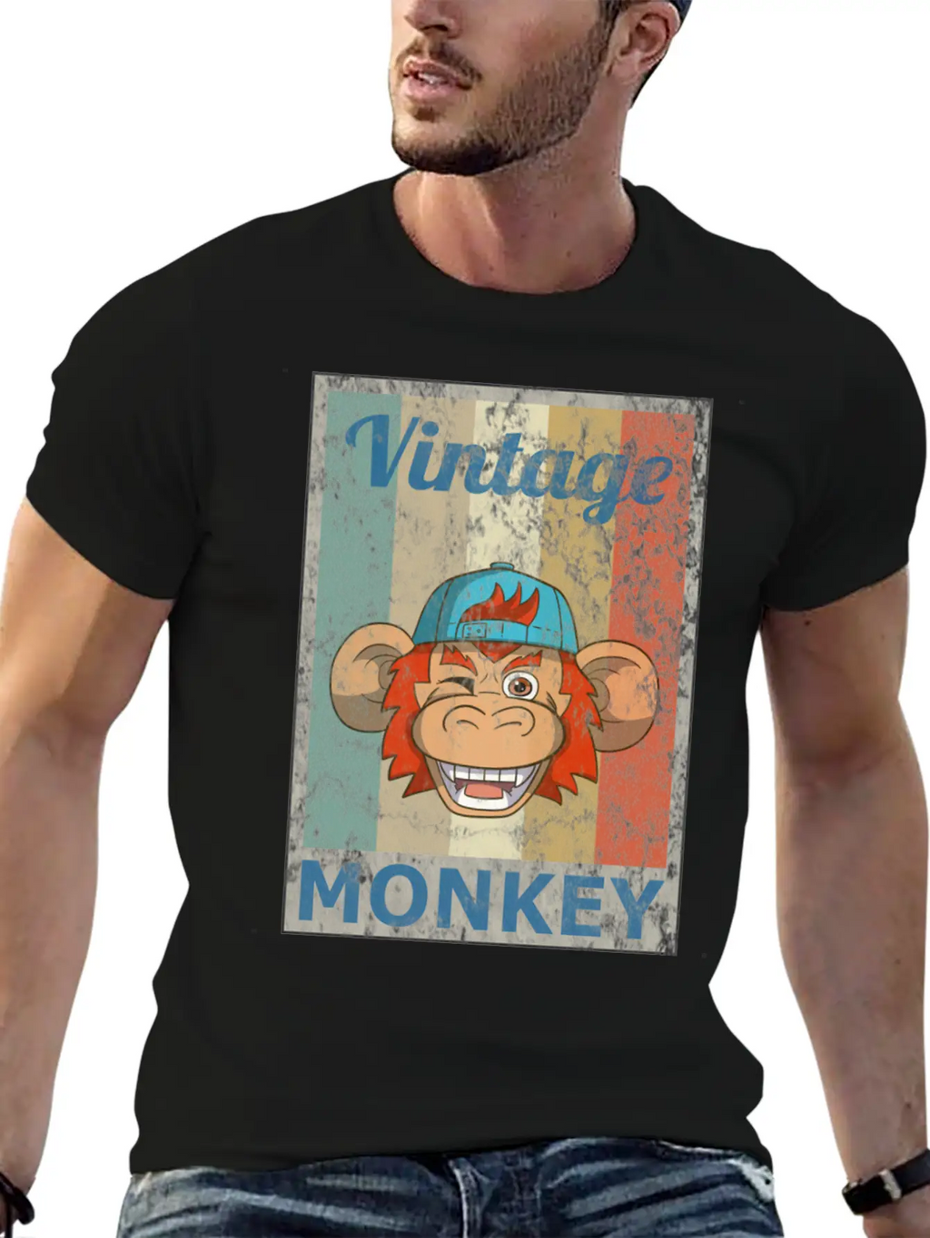 Monkey Vintage Retro Style Grunge Breathable Graphic T-Shirt – Perfect For Casual Days