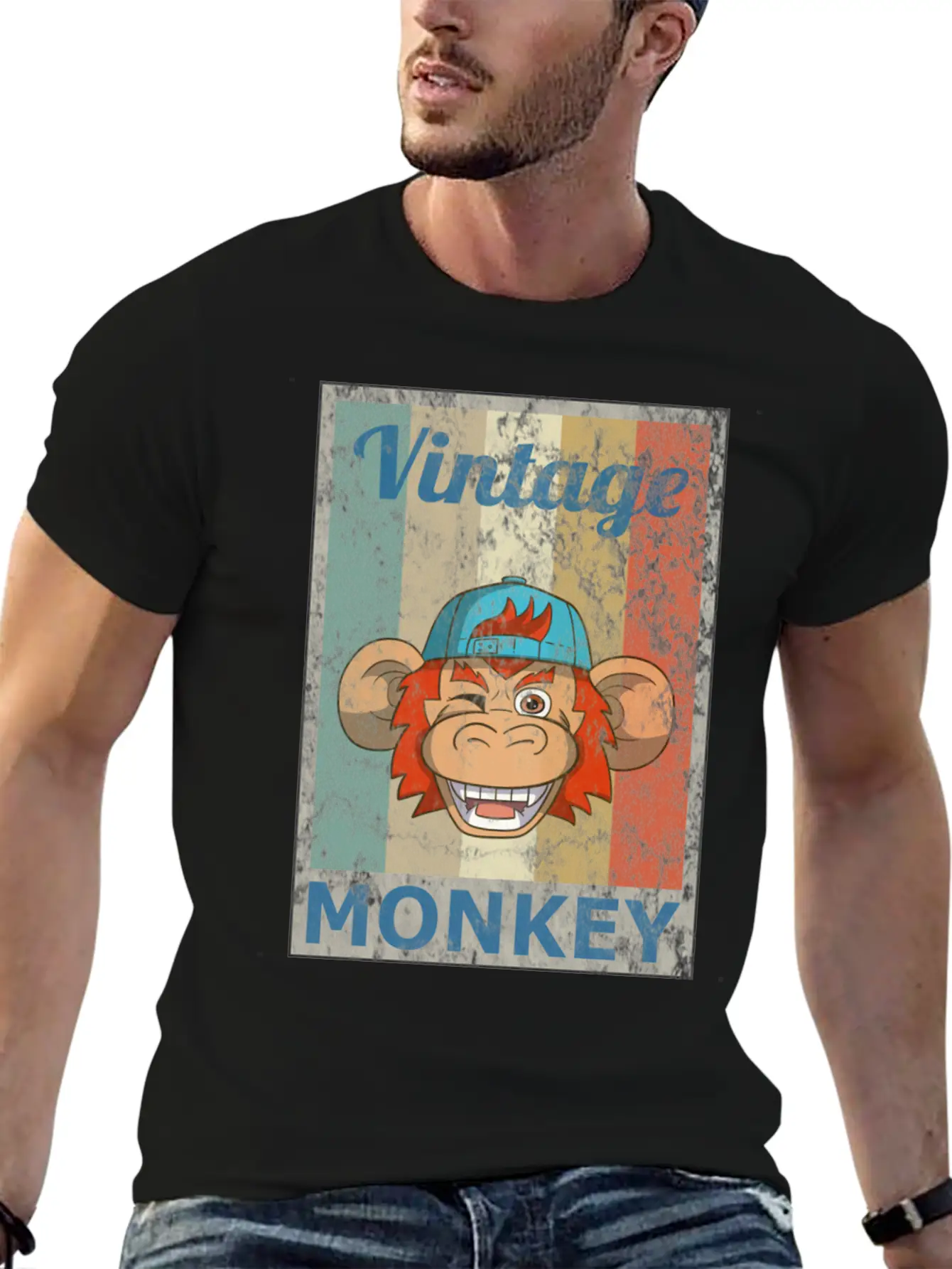 Monkey Vintage Retro Style Grunge Breathable Graphic T-Shirt – Perfect For Casual Days