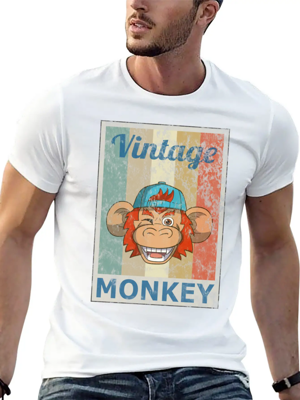 Monkey Vintage Retro Style Grunge Breathable Graphic T-Shirt – Perfect For Casual Days