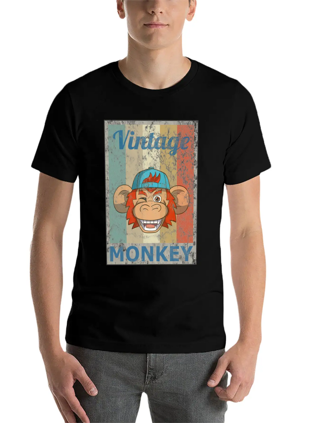 Monkey Vintage Retro Style Grunge Breathable Graphic T-Shirt – Perfect For Casual Days