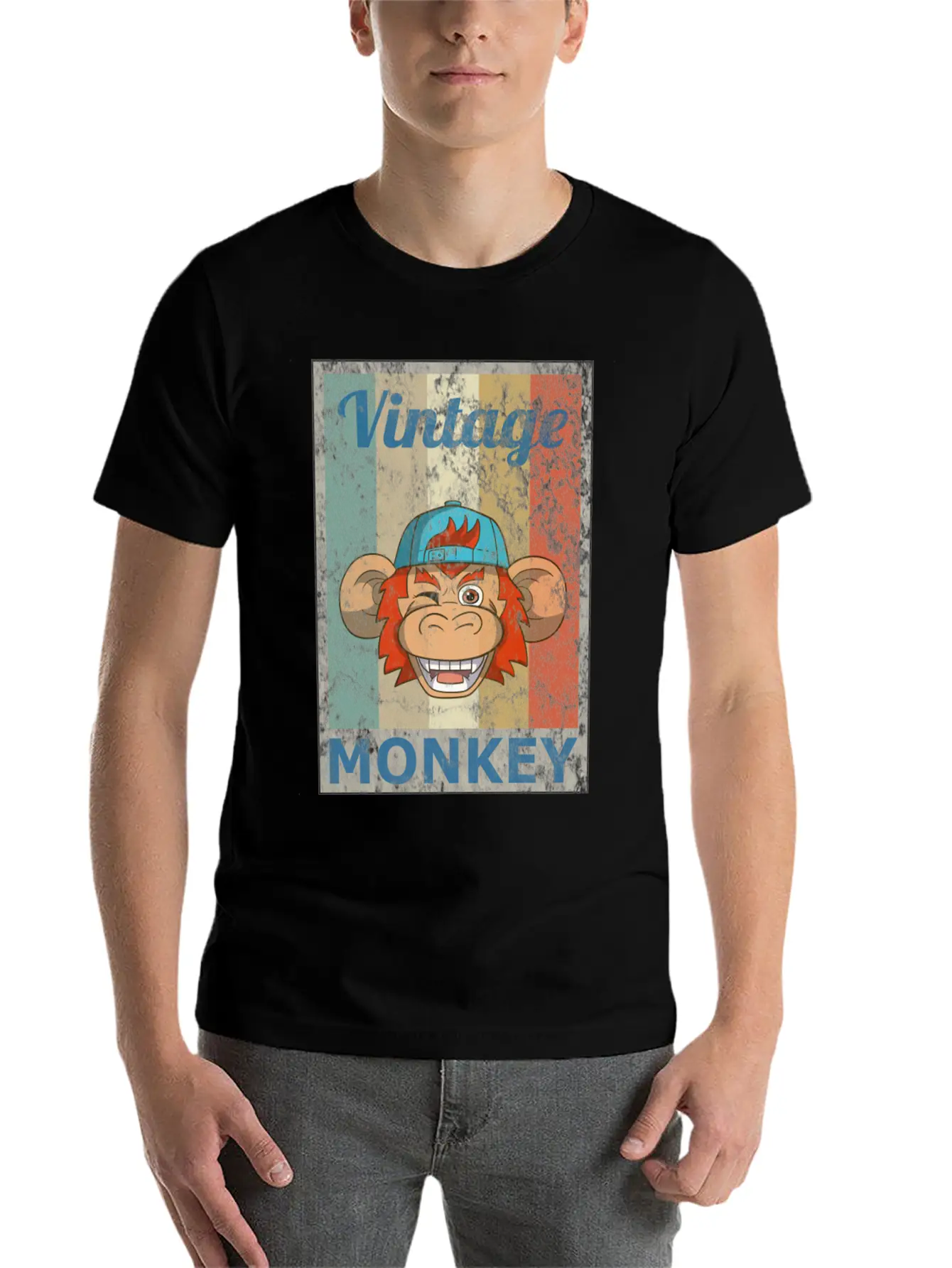 Monkey Vintage Retro Style Grunge Breathable Graphic T-Shirt – Perfect For Casual Days