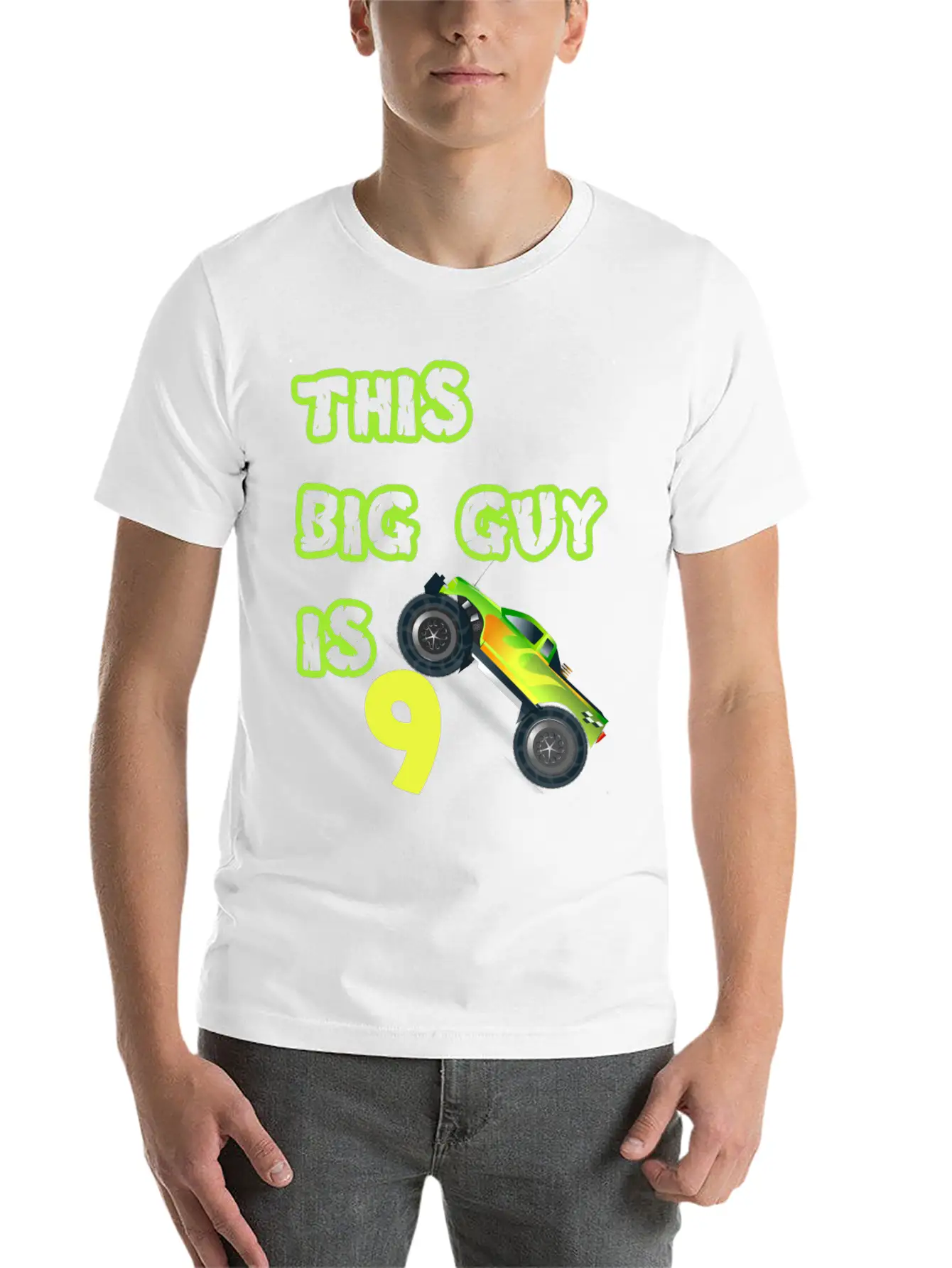 Monster Truck Birthday 9 Year Old Gift Breathable Graphic T-Shirt – Perfect For Casual Days
