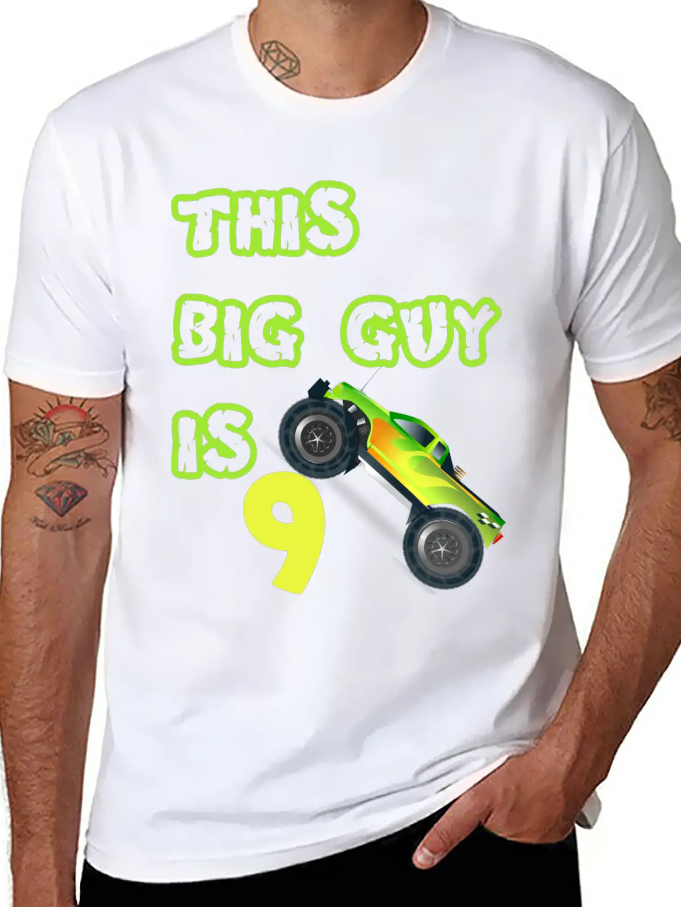 Monster Truck Birthday 9 Year Old Gift Breathable Graphic T-Shirt – Perfect For Casual Days