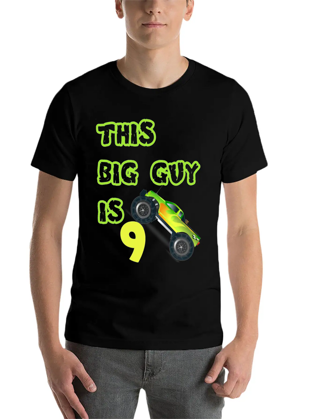 Monster Truck Birthday 9 Year Old Gift Breathable Graphic T-Shirt – Perfect For Casual Days