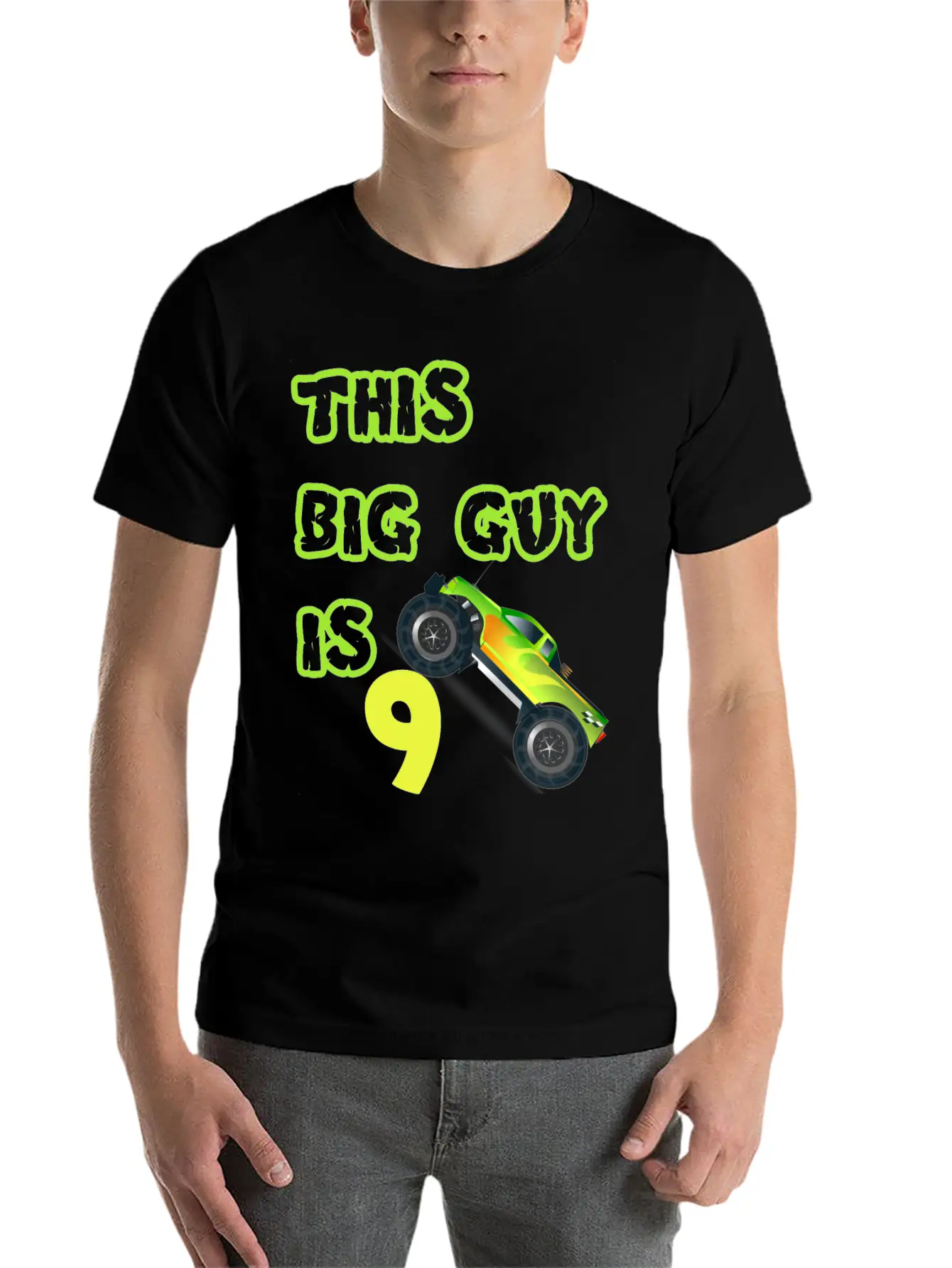 Monster Truck Birthday 9 Year Old Gift Breathable Graphic T-Shirt – Perfect For Casual Days