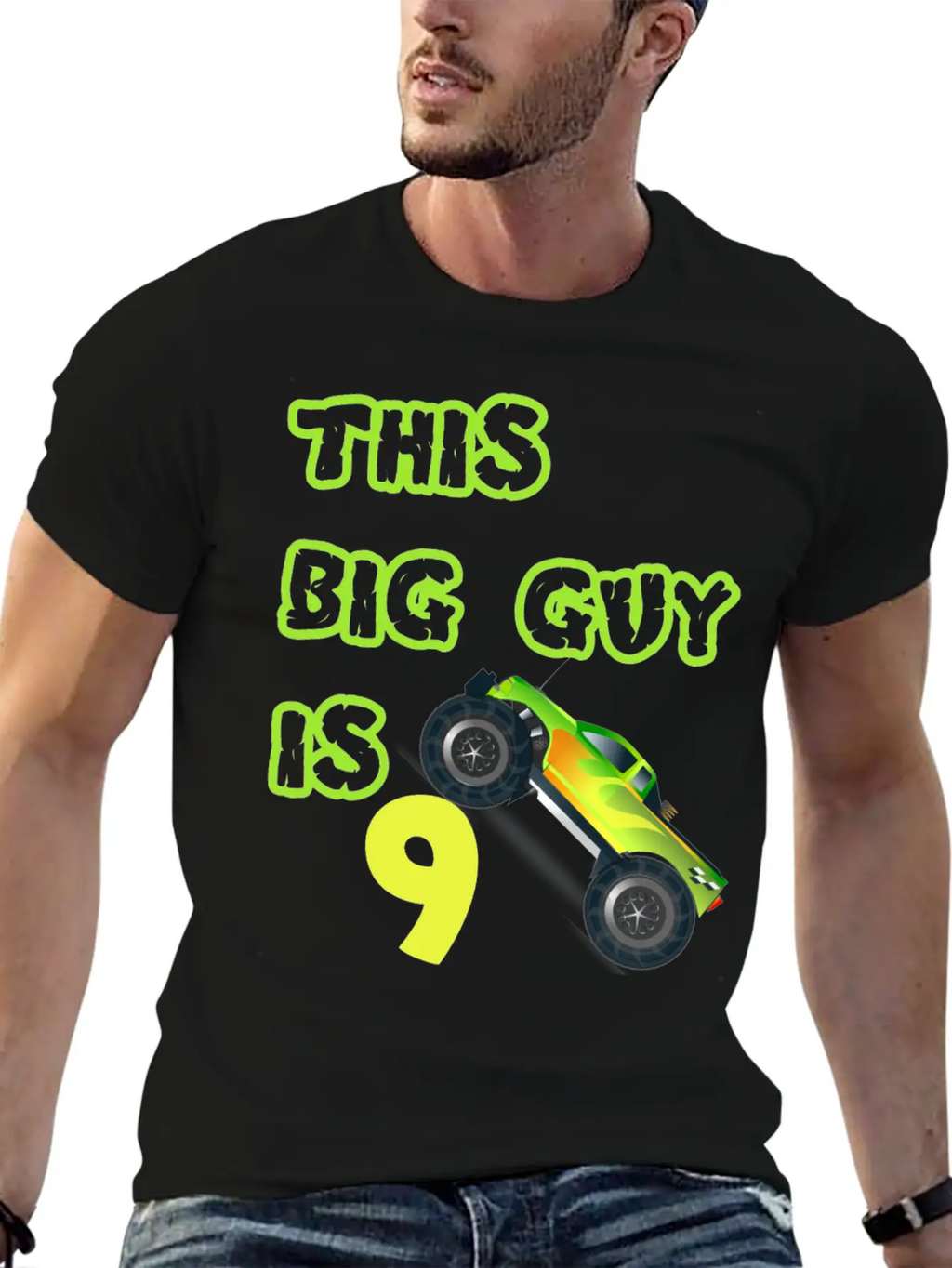 Monster Truck Birthday 9 Year Old Gift Breathable Graphic T-Shirt – Perfect For Casual Days