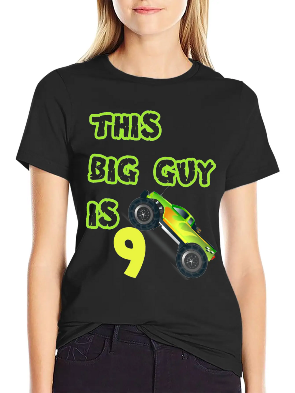Monster Truck Birthday 9 Year Old Gift Breathable Graphic T-Shirt – Perfect For Casual Days