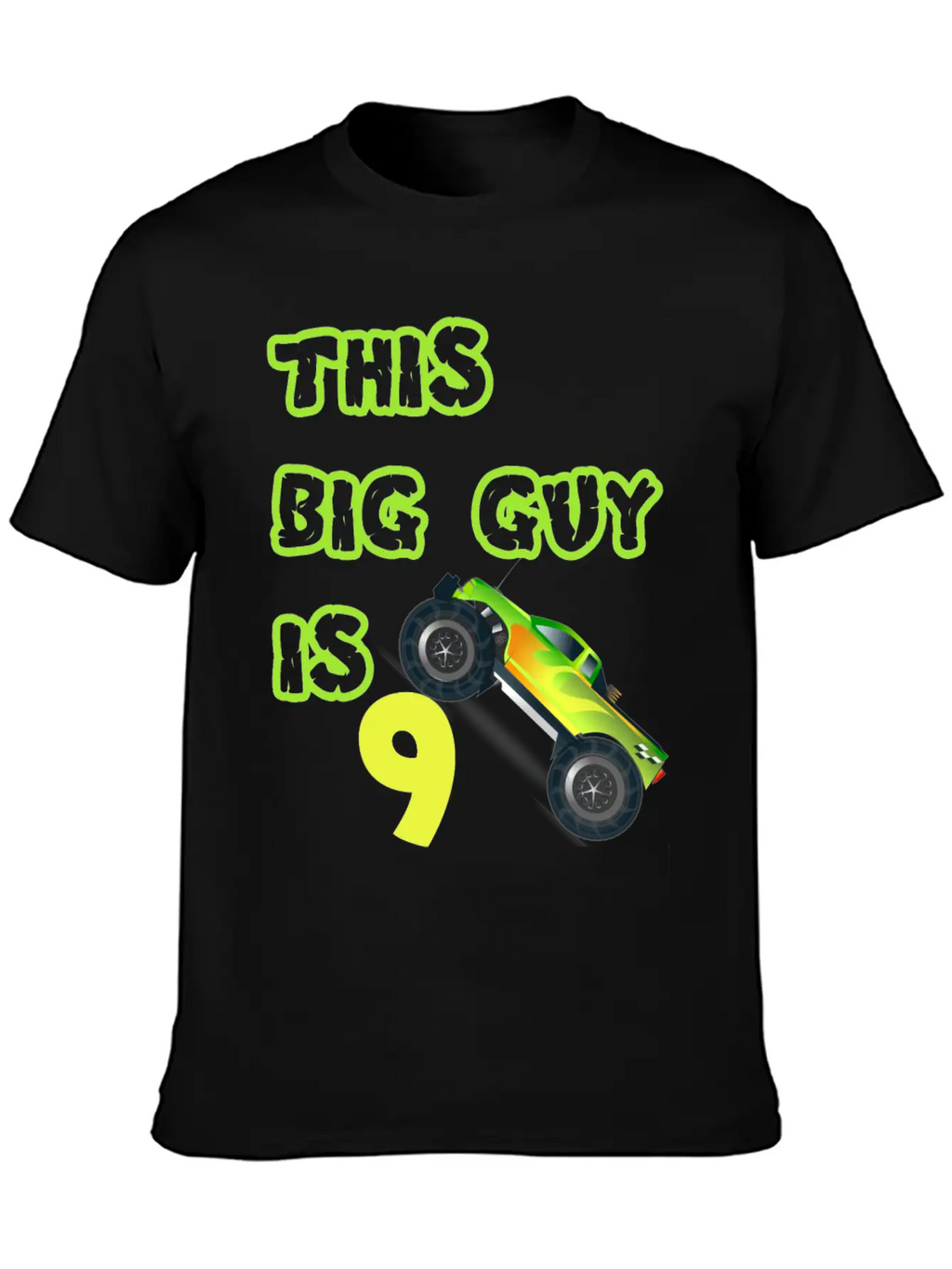 Monster Truck Birthday 9 Year Old Gift Breathable Graphic T-Shirt – Perfect For Casual Days
