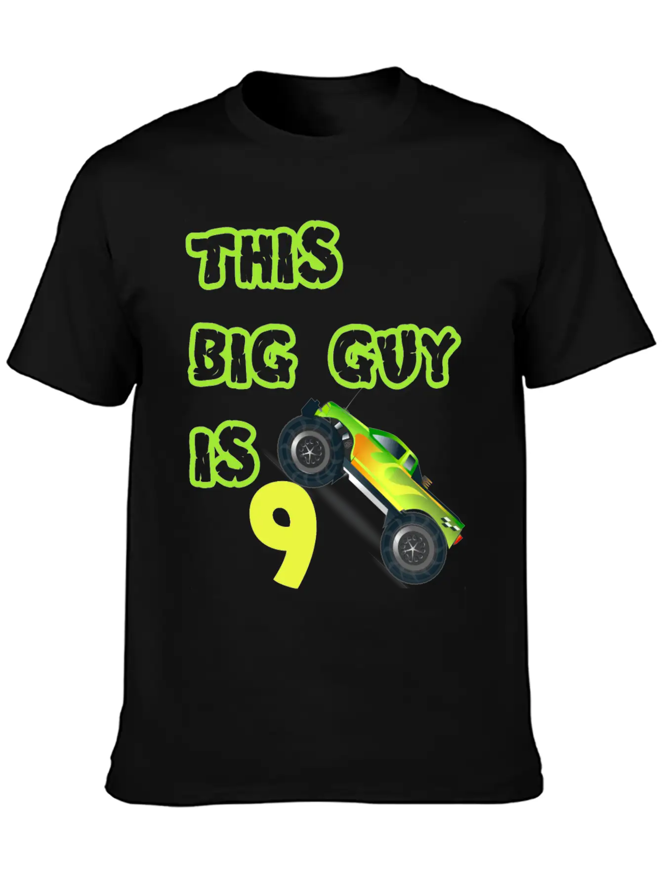 Monster Truck Birthday 9 Year Old Gift Breathable Graphic T-Shirt – Perfect For Casual Days
