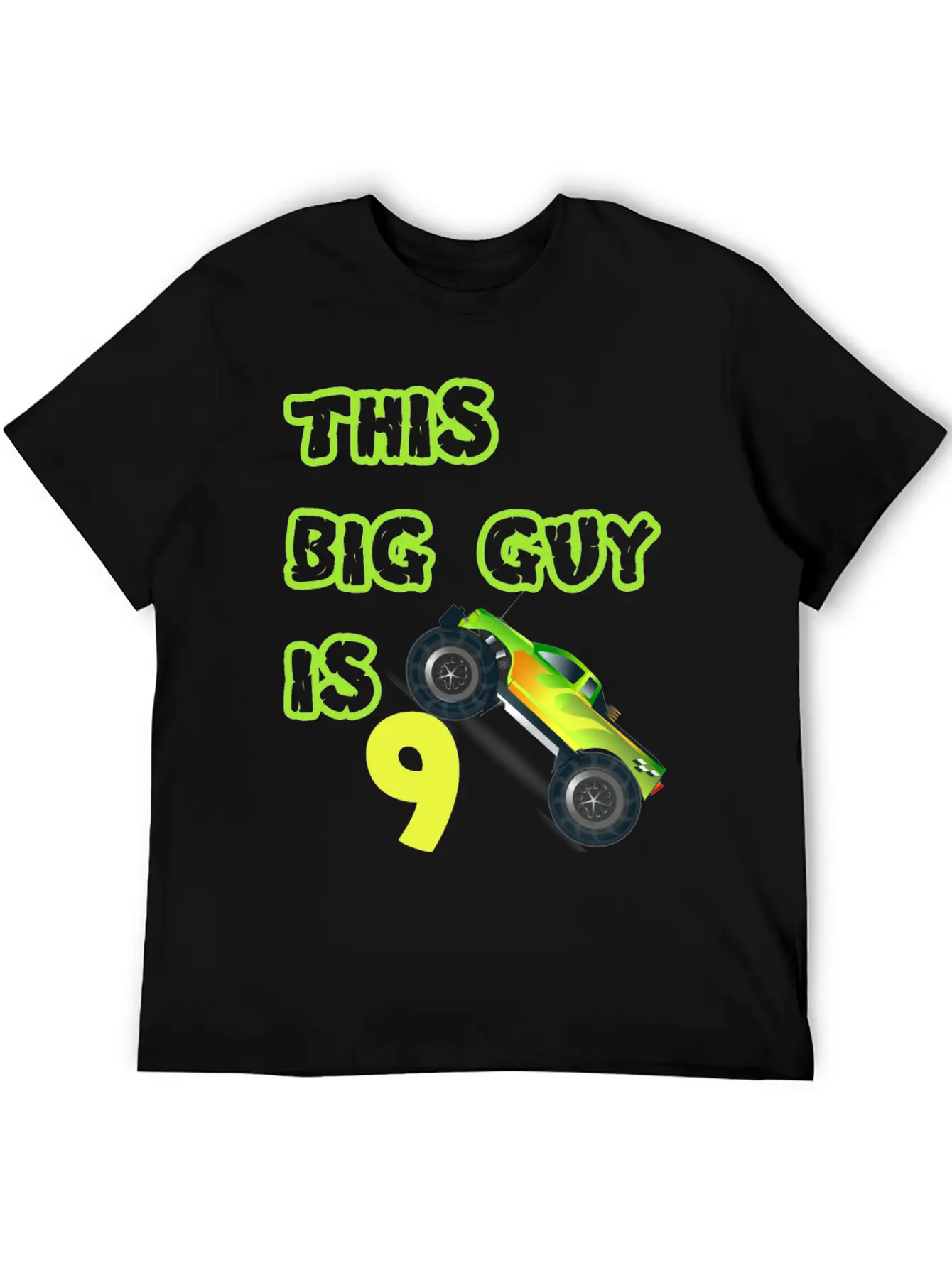 Monster Truck Birthday 9 Year Old Gift Breathable Graphic T-Shirt – Perfect For Casual Days