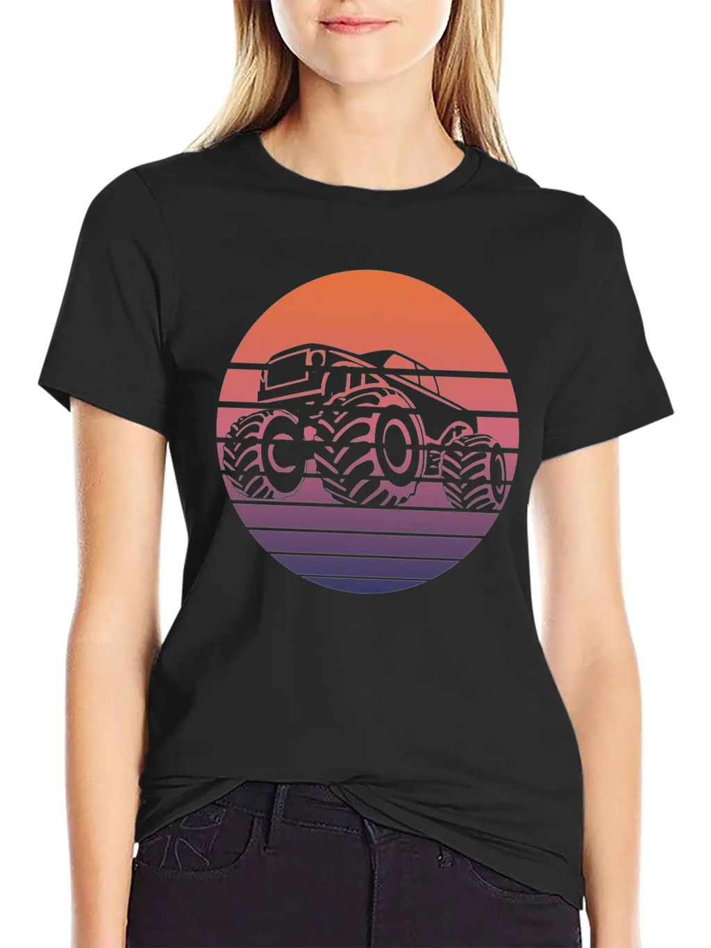 Monster Truck Fans Retro Gift Breathable Soft Cotton T-Shirt – Timeless Casual Look