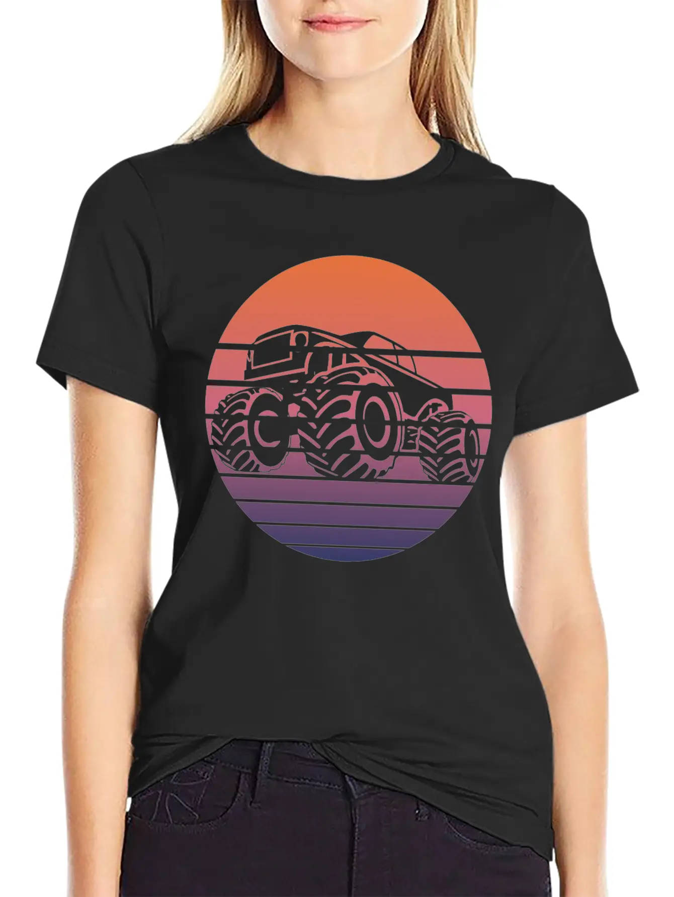 Monster Truck Fans Retro Gift Breathable Soft Cotton T-Shirt – Timeless Casual Look
