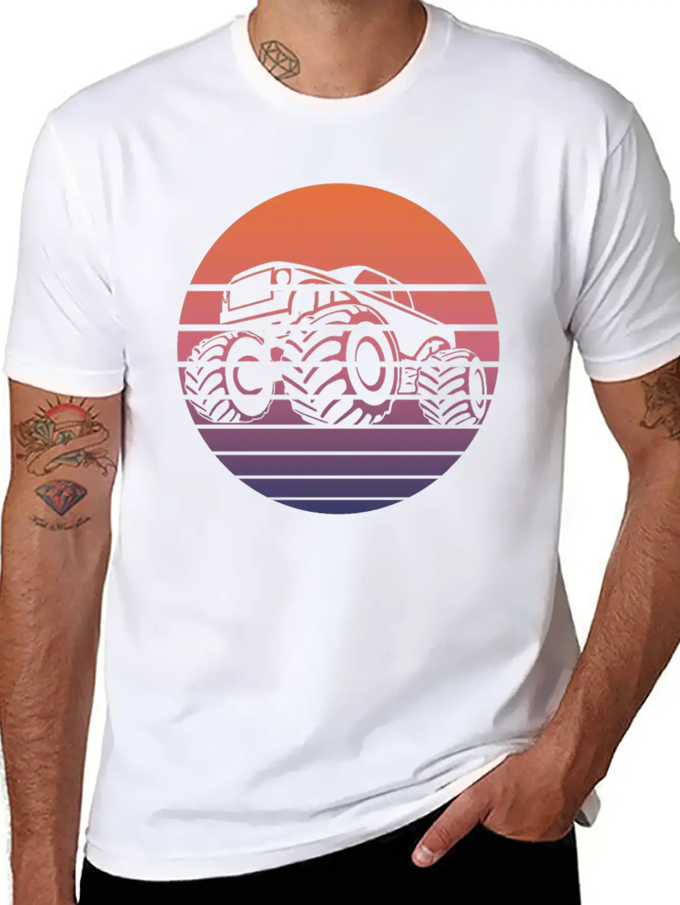 Monster Truck Fans Retro Gift Breathable Soft Cotton T-Shirt – Timeless Casual Look