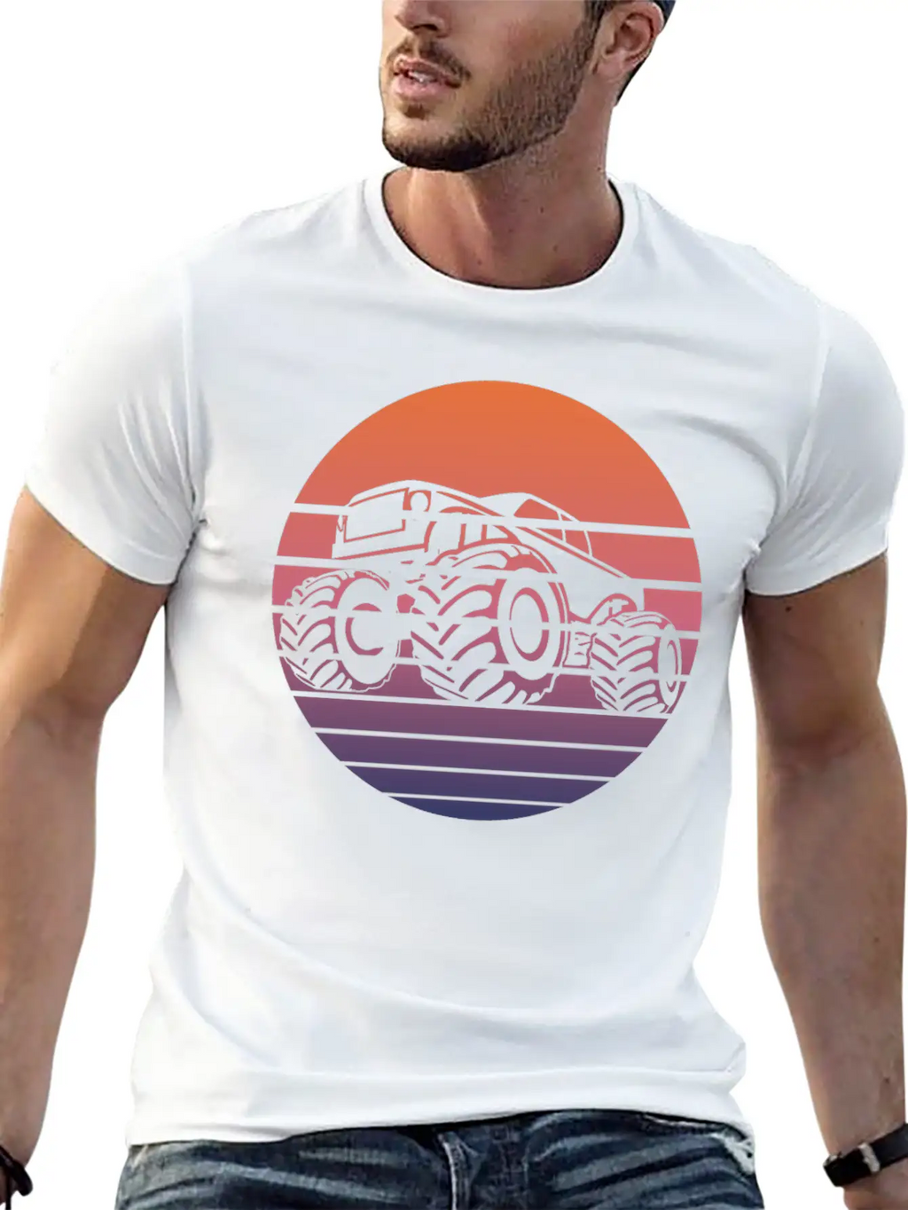 Monster Truck Fans Retro Gift Breathable Soft Cotton T-Shirt – Timeless Casual Look
