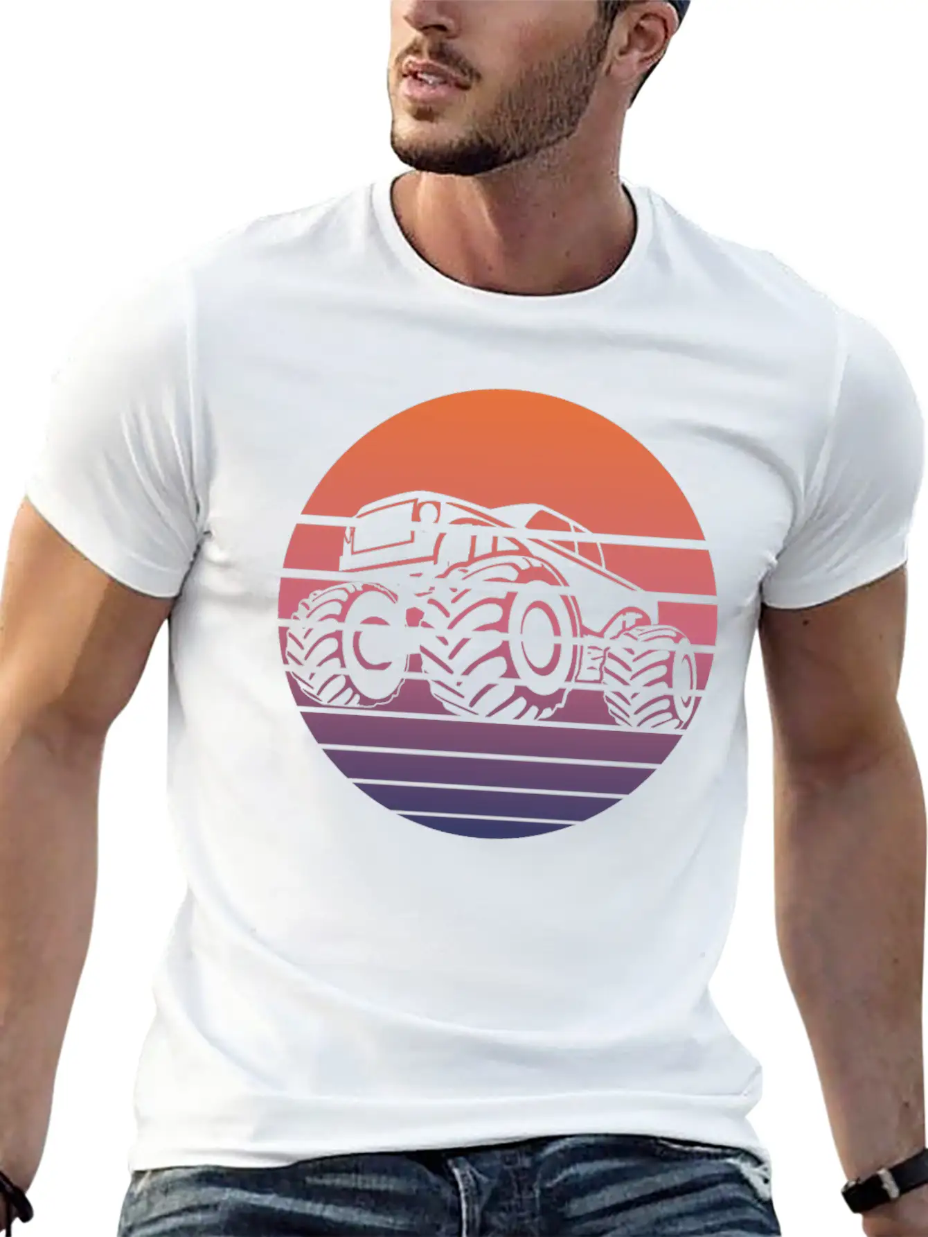 Monster Truck Fans Retro Gift Breathable Soft Cotton T-Shirt – Timeless Casual Look