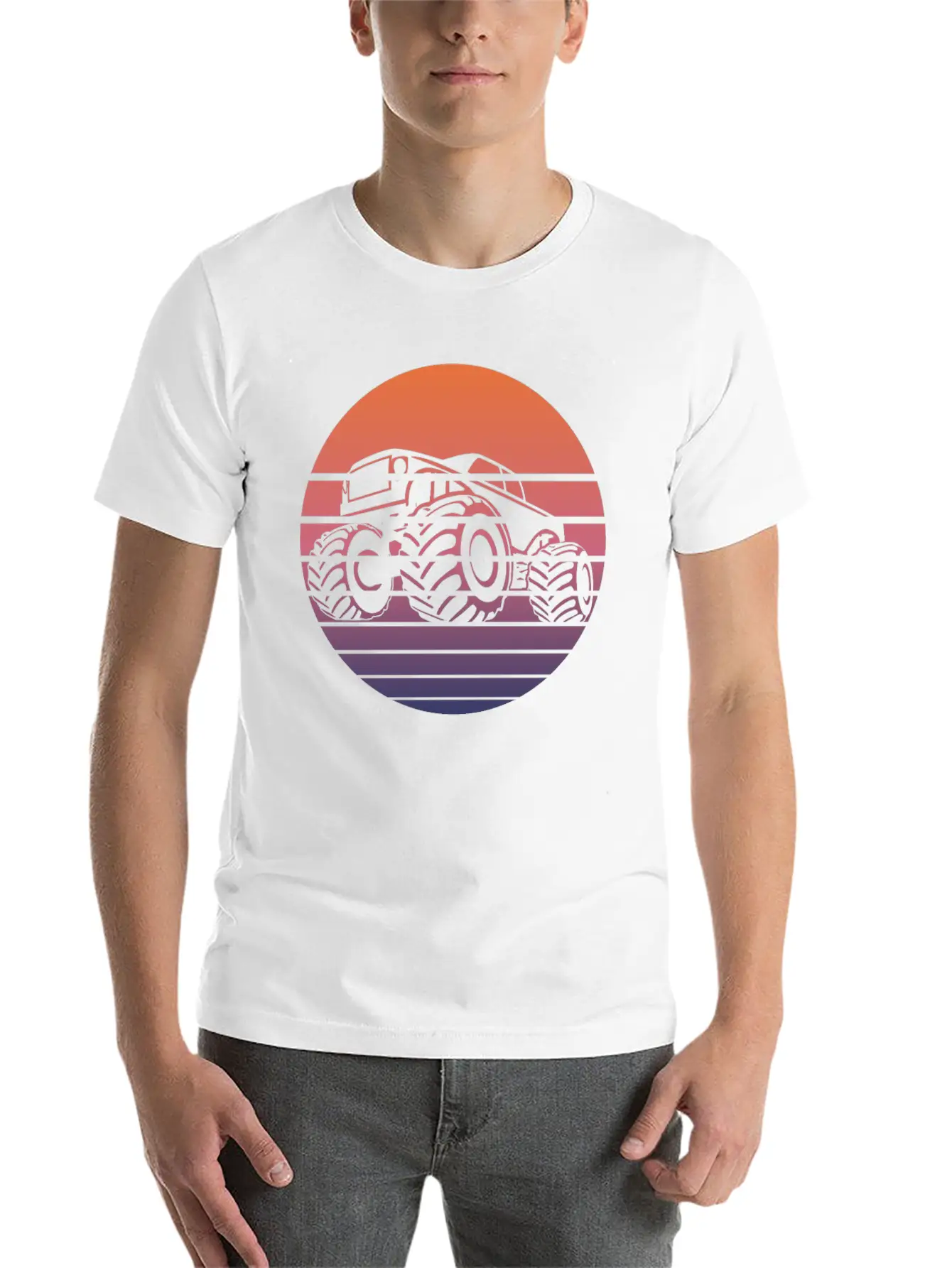Monster Truck Fans Retro Gift Breathable Soft Cotton T-Shirt – Timeless Casual Look