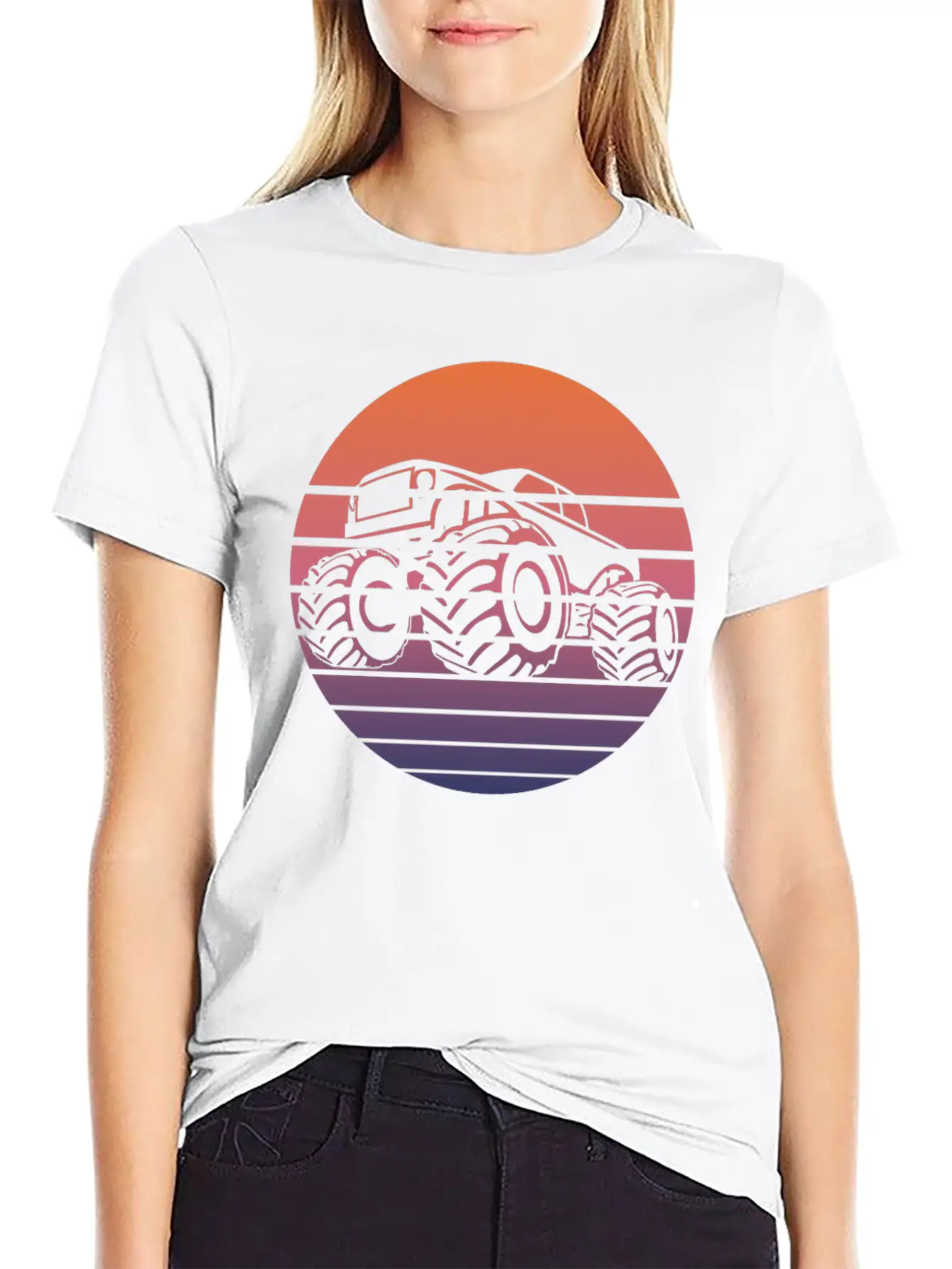 Monster Truck Fans Retro Gift Breathable Soft Cotton T-Shirt – Timeless Casual Look