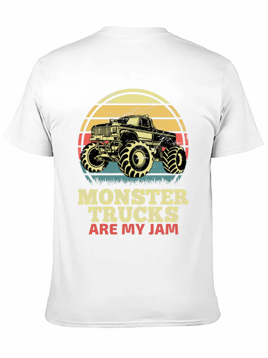 Monster Trucks Are My Jam Sunset Retro Relaxed Everyday Tee – Lightweight And Durable Cotton