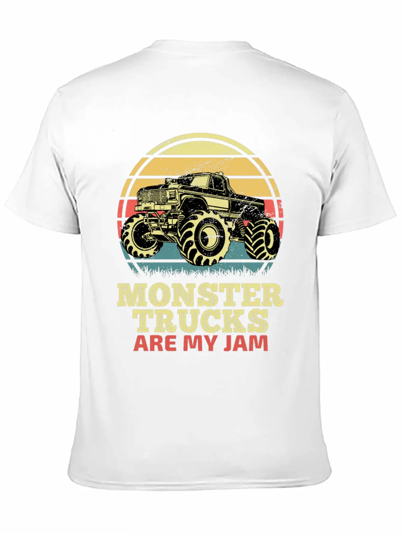 Monster Trucks Are My Jam Sunset Retro Relaxed Everyday Tee – Lightweight And Durable Cotton
