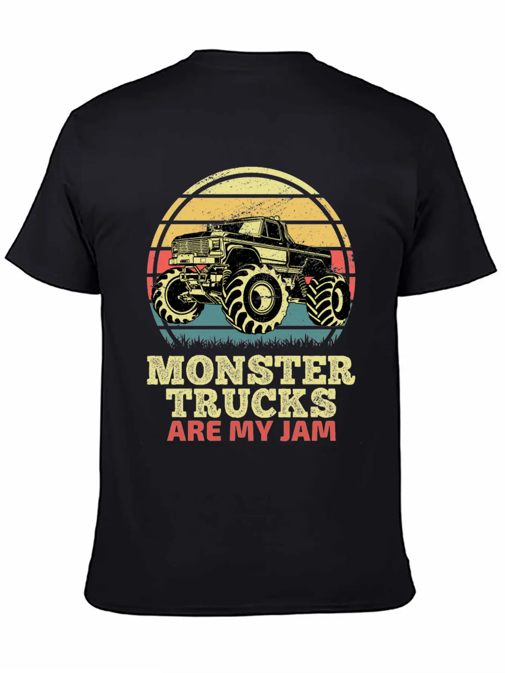 Monster Trucks Are My Jam Sunset Retro Relaxed Everyday Tee – Lightweight And Durable Cotton