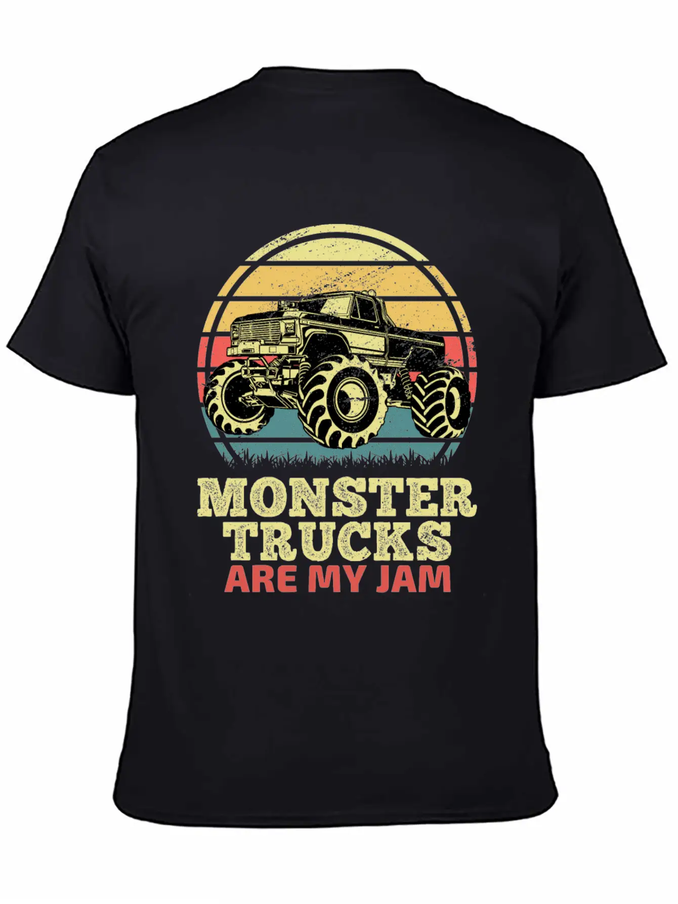 Monster Trucks Are My Jam Sunset Retro Relaxed Everyday Tee – Lightweight And Durable Cotton