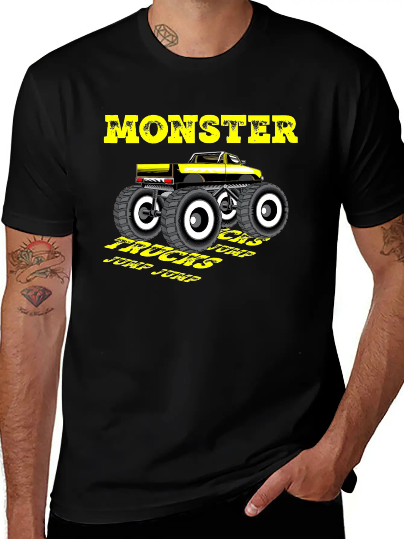 MONSTER TRUCKS JUMP JUMP Breathable Graphic T-Shirt – Perfect For Casual Days