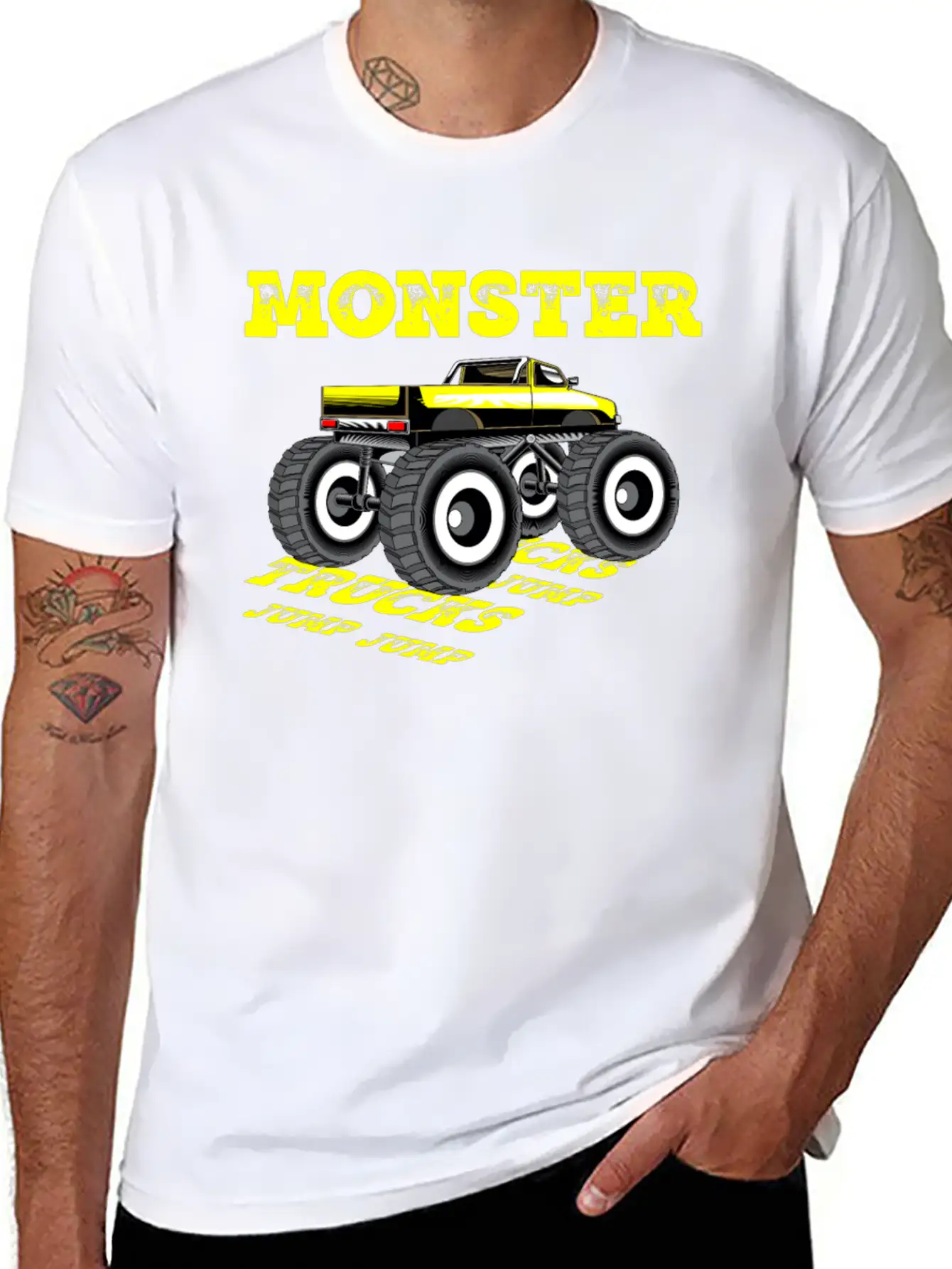 MONSTER TRUCKS JUMP JUMP Breathable Graphic T-Shirt – Perfect For Casual Days