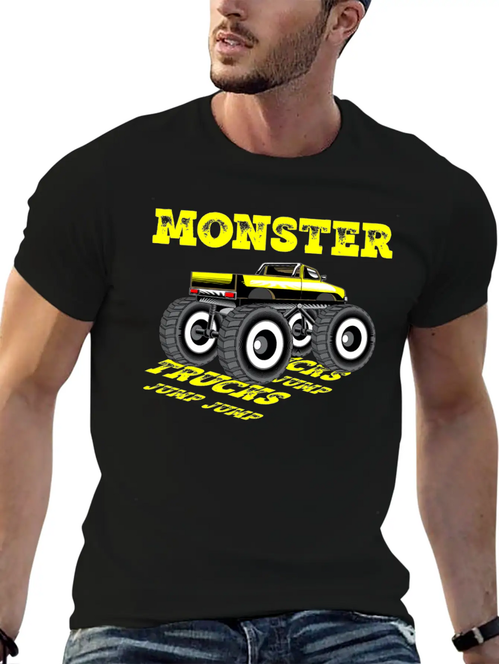 MONSTER TRUCKS JUMP JUMP Breathable Graphic T-Shirt – Perfect For Casual Days
