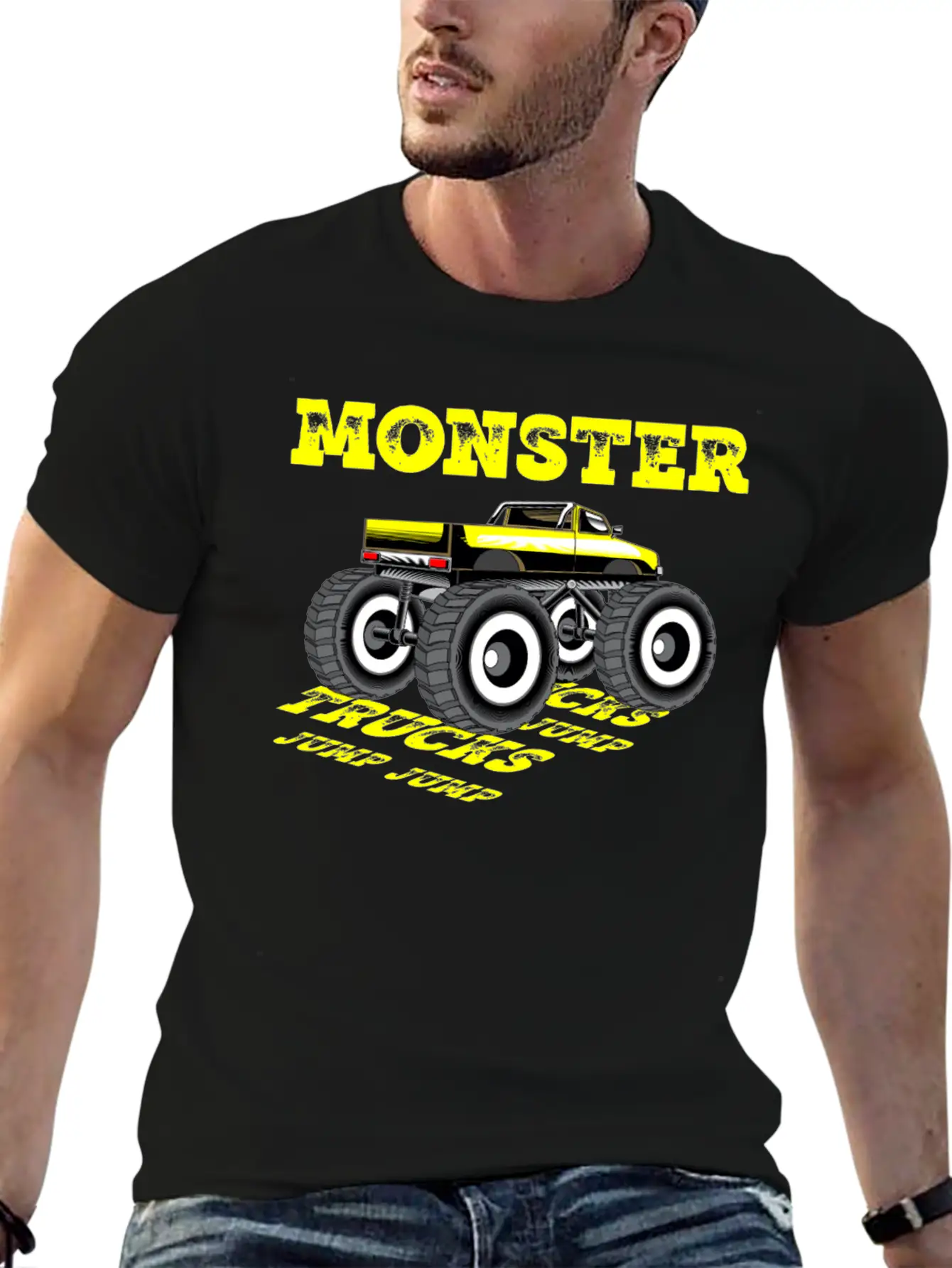 MONSTER TRUCKS JUMP JUMP Breathable Graphic T-Shirt – Perfect For Casual Days