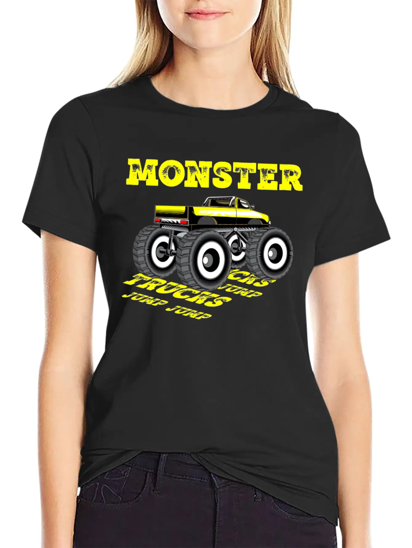 MONSTER TRUCKS JUMP JUMP Breathable Graphic T-Shirt – Perfect For Casual Days