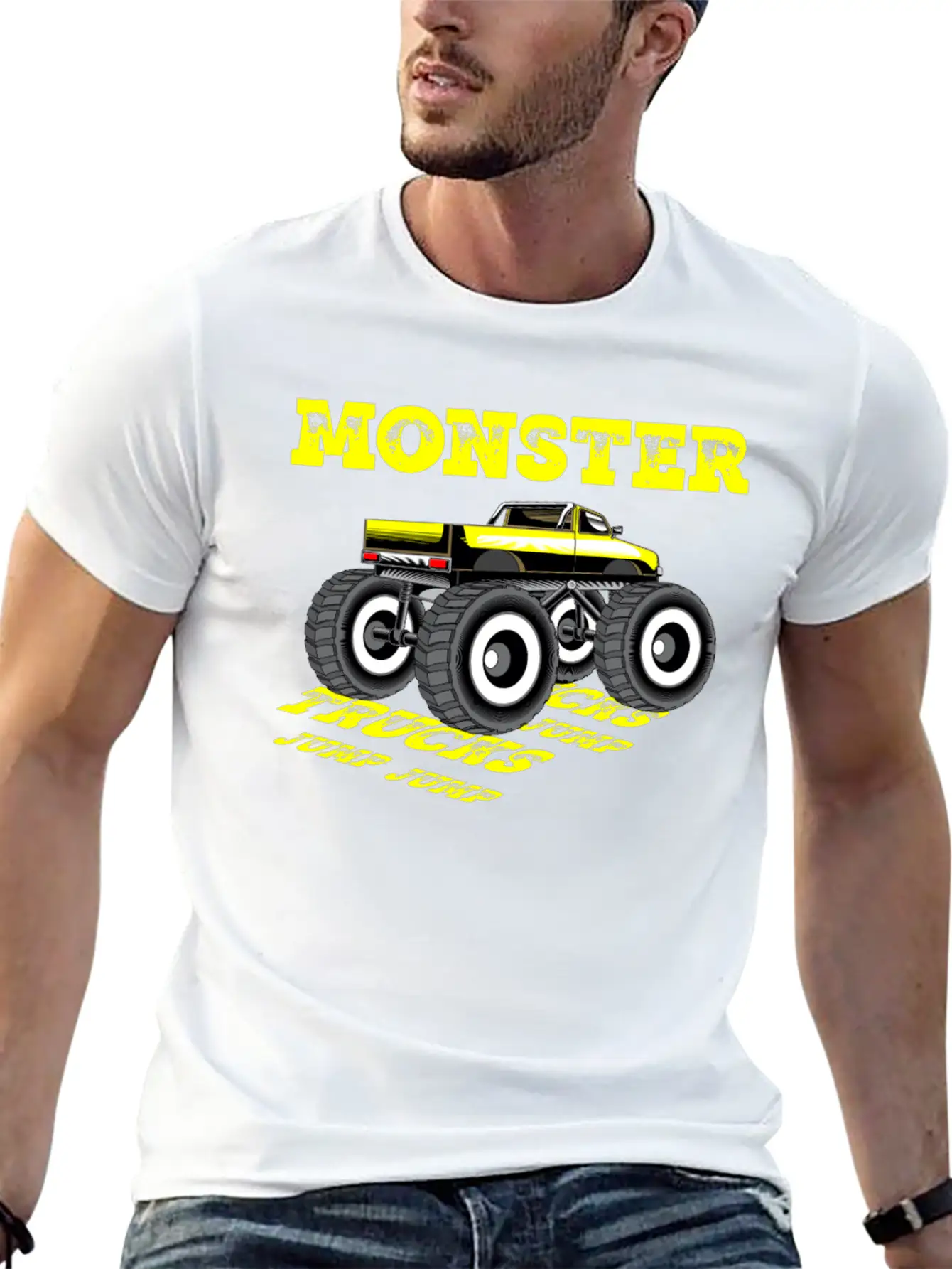 MONSTER TRUCKS JUMP JUMP Breathable Graphic T-Shirt – Perfect For Casual Days