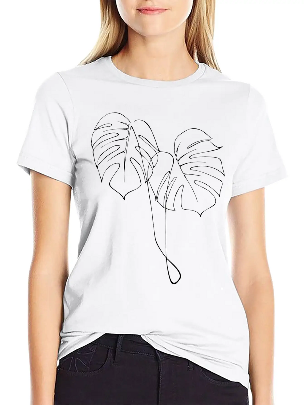 Monstera Adansonii Line Art Breathable Soft Cotton T-Shirt – Timeless Casual Look