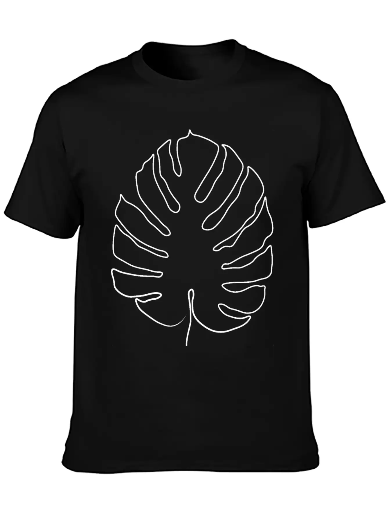 Monstera Leaf Line Art Breathable Soft Cotton T-Shirt – Timeless Casual Look