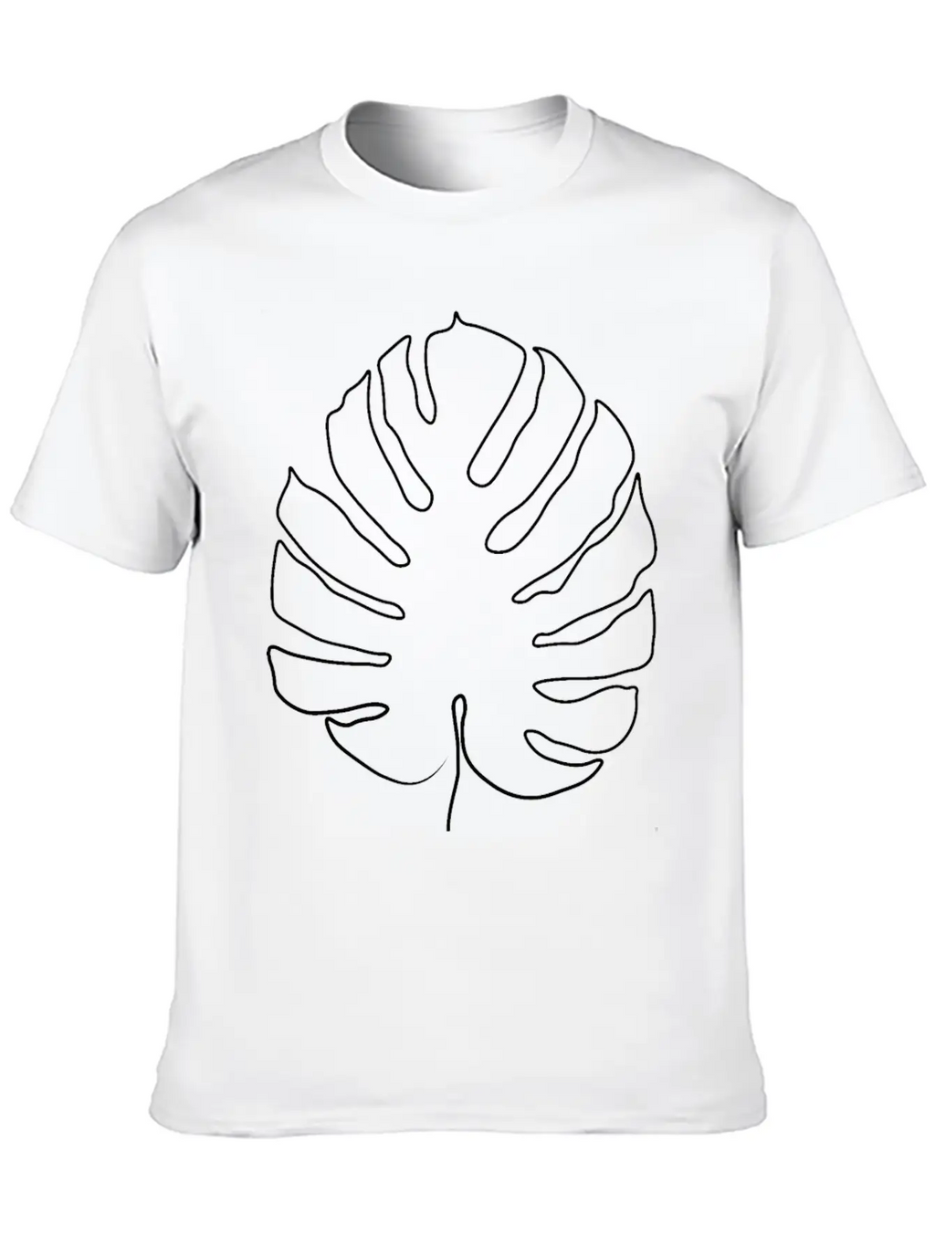 Monstera Leaf Line Art Breathable Soft Cotton T-Shirt – Timeless Casual Look