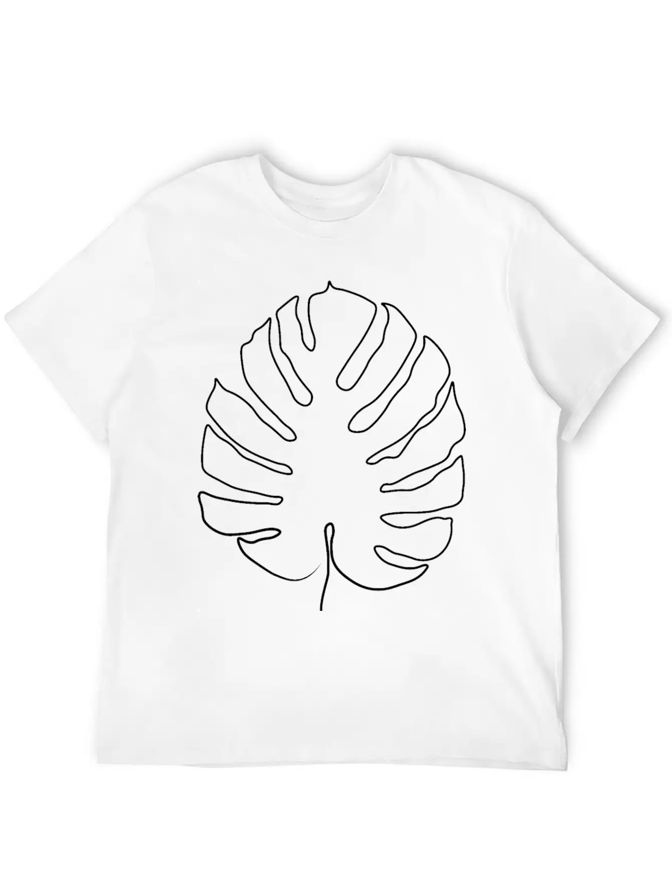 Monstera Leaf Line Art Breathable Soft Cotton T-Shirt – Timeless Casual Look